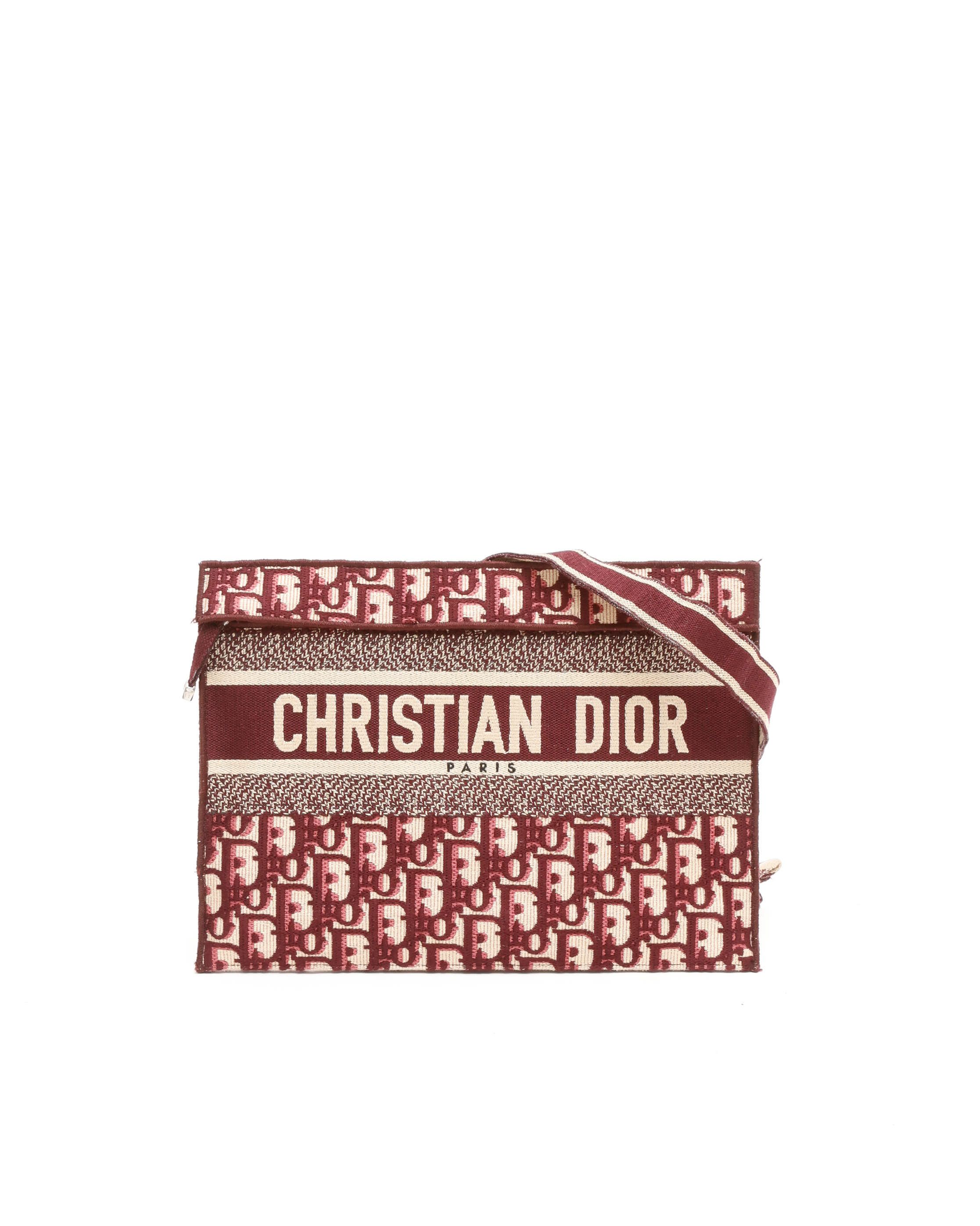 Dior Christian Oblique Messenger Bag In Burgundy