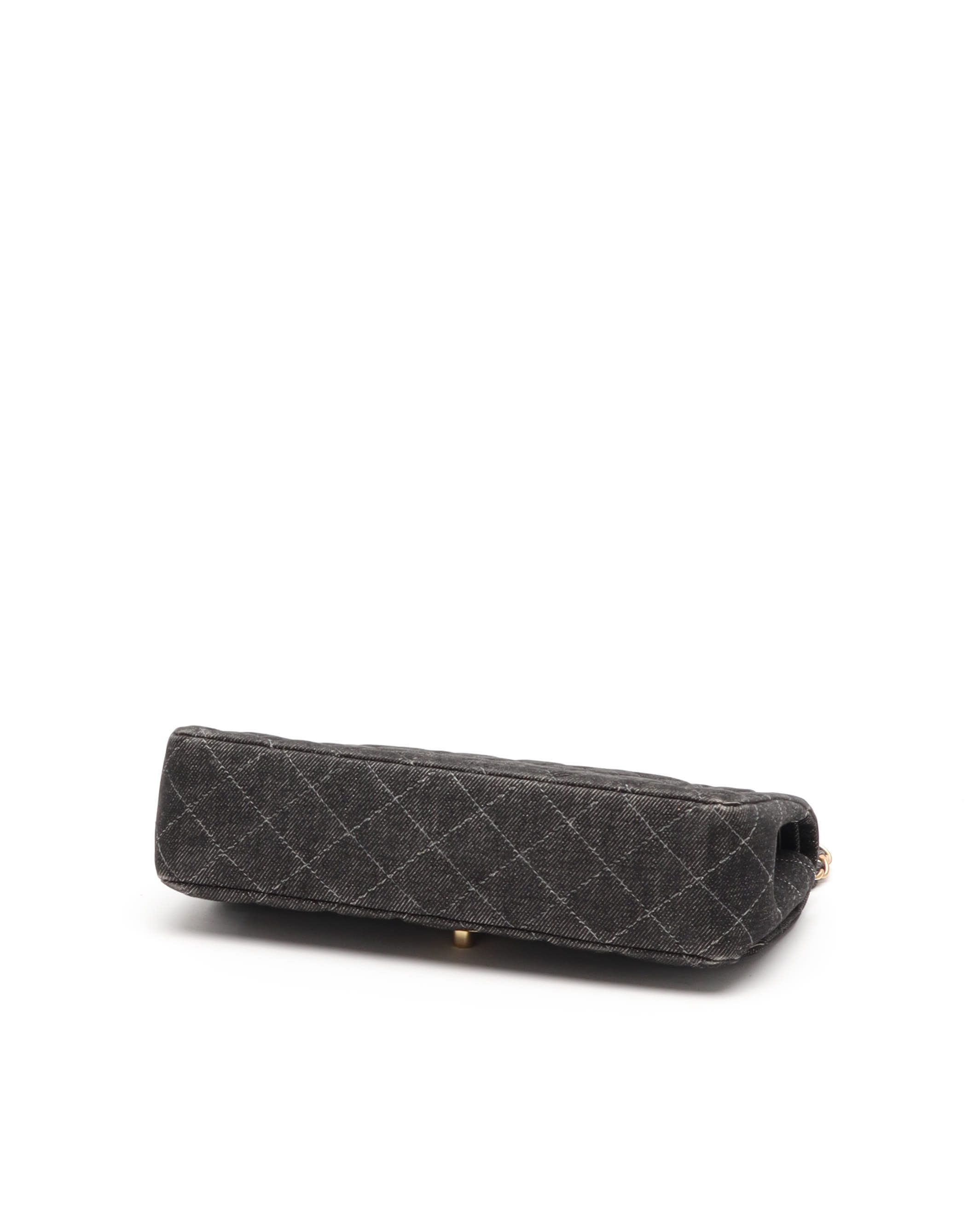 Pre-owned Chanel Denim Classic Medium Double Flap Bag In Blue