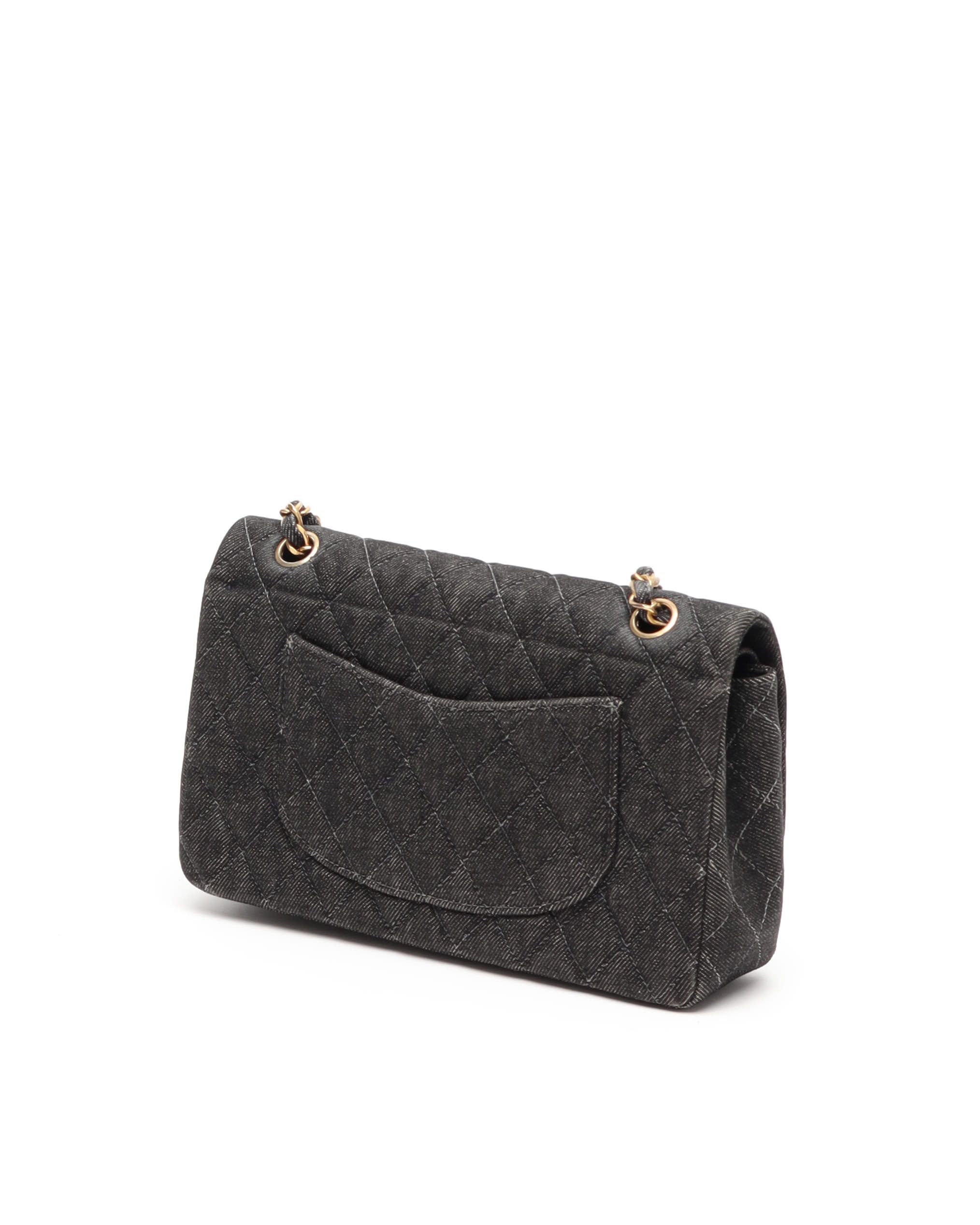 Pre-owned Chanel Denim Classic Medium Double Flap Bag In Blue