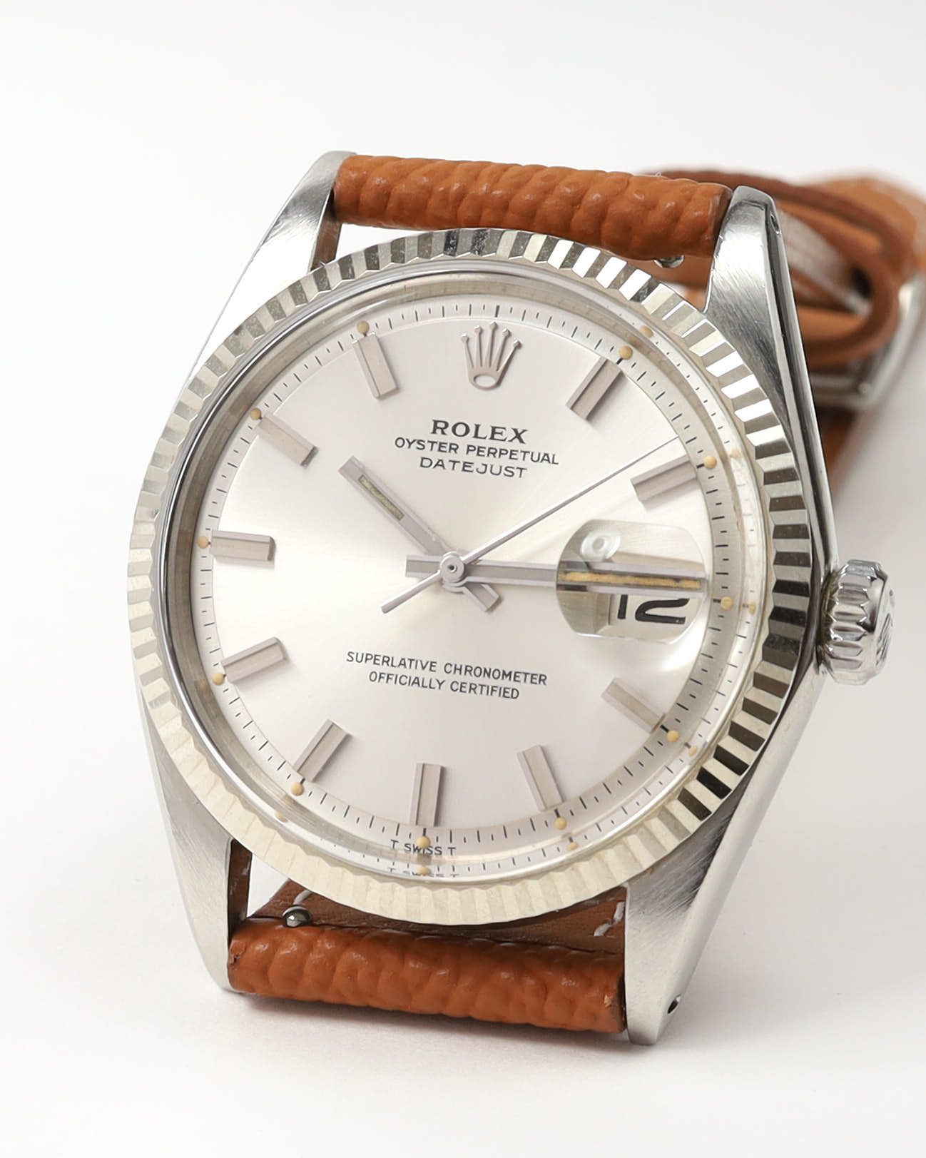 Rolex Datejust 36mm Ref 1601 Wide Boy Watch In Brown