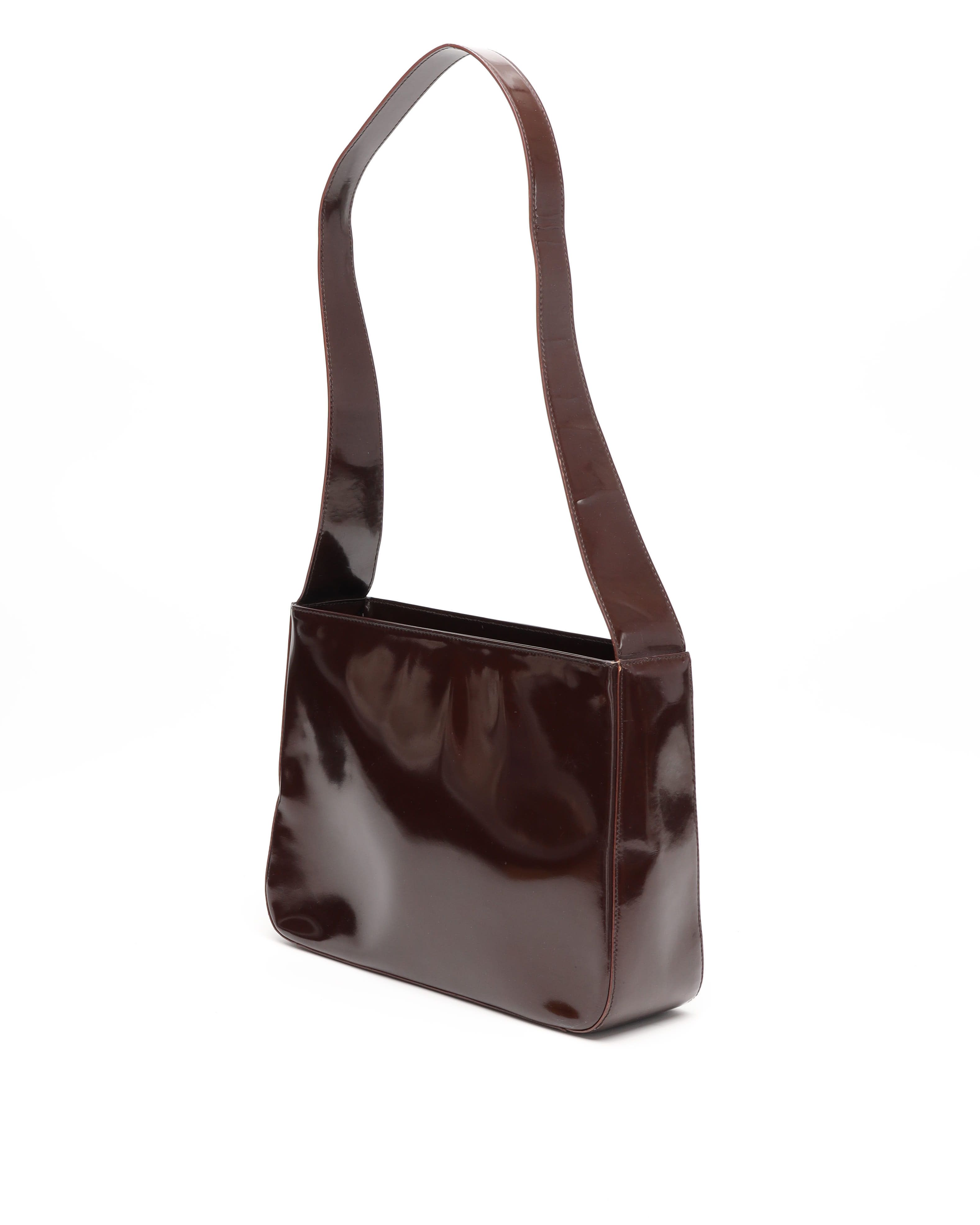 Celine Céline Patent Bag In Brown