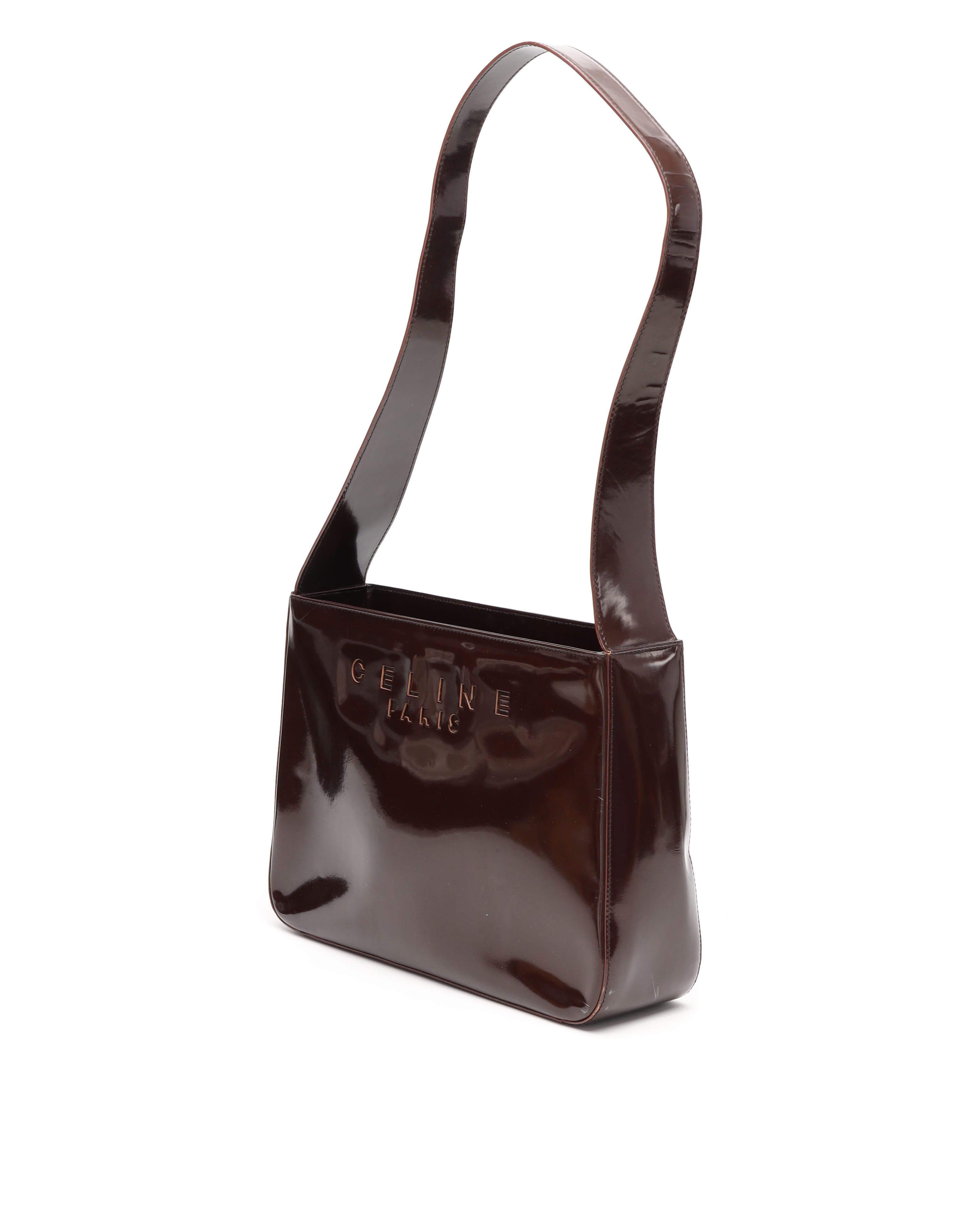 Celine Céline Patent Bag In Brown