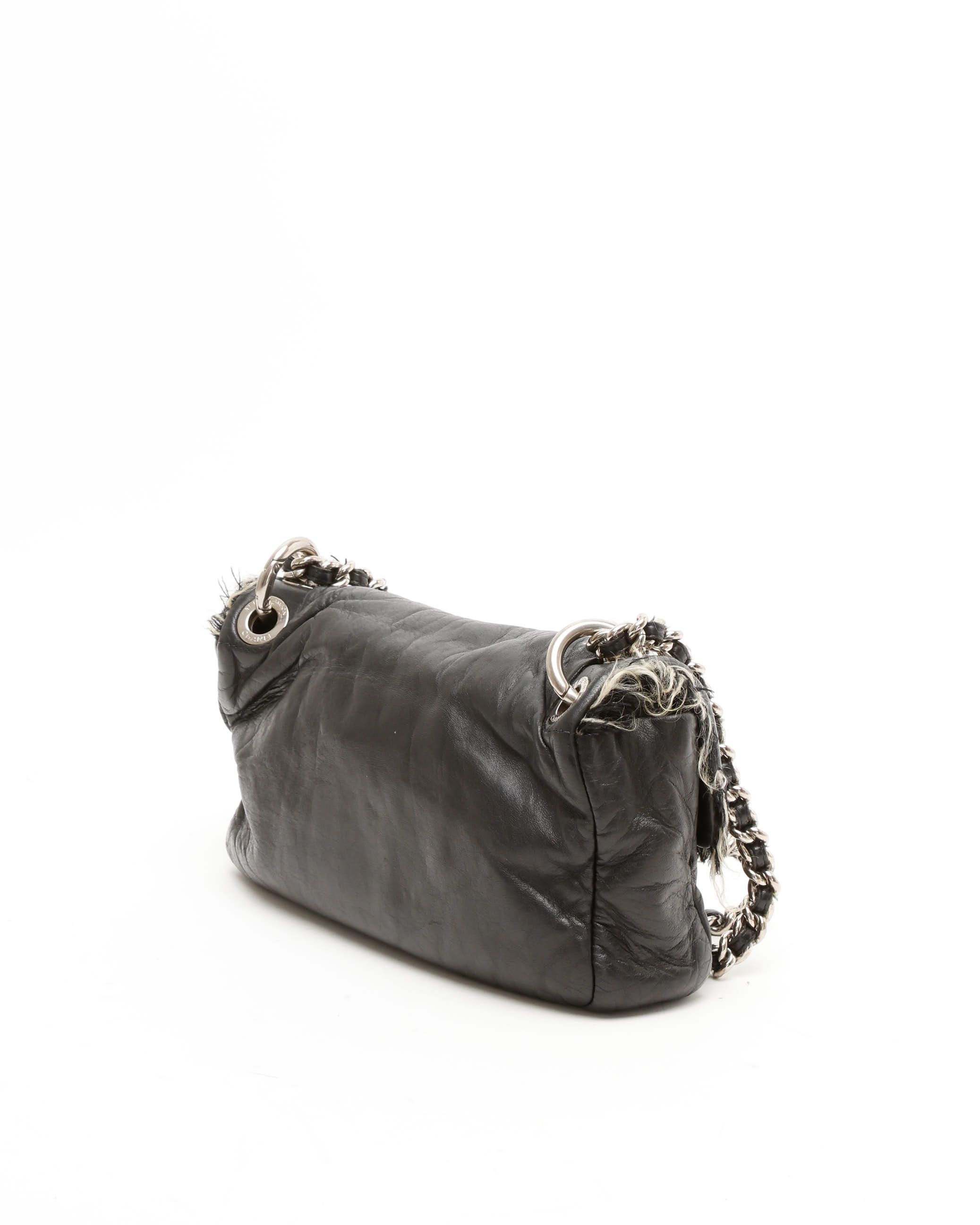 Pre-owned Chanel Classic Funny Tweed Single Flap Bag In Black