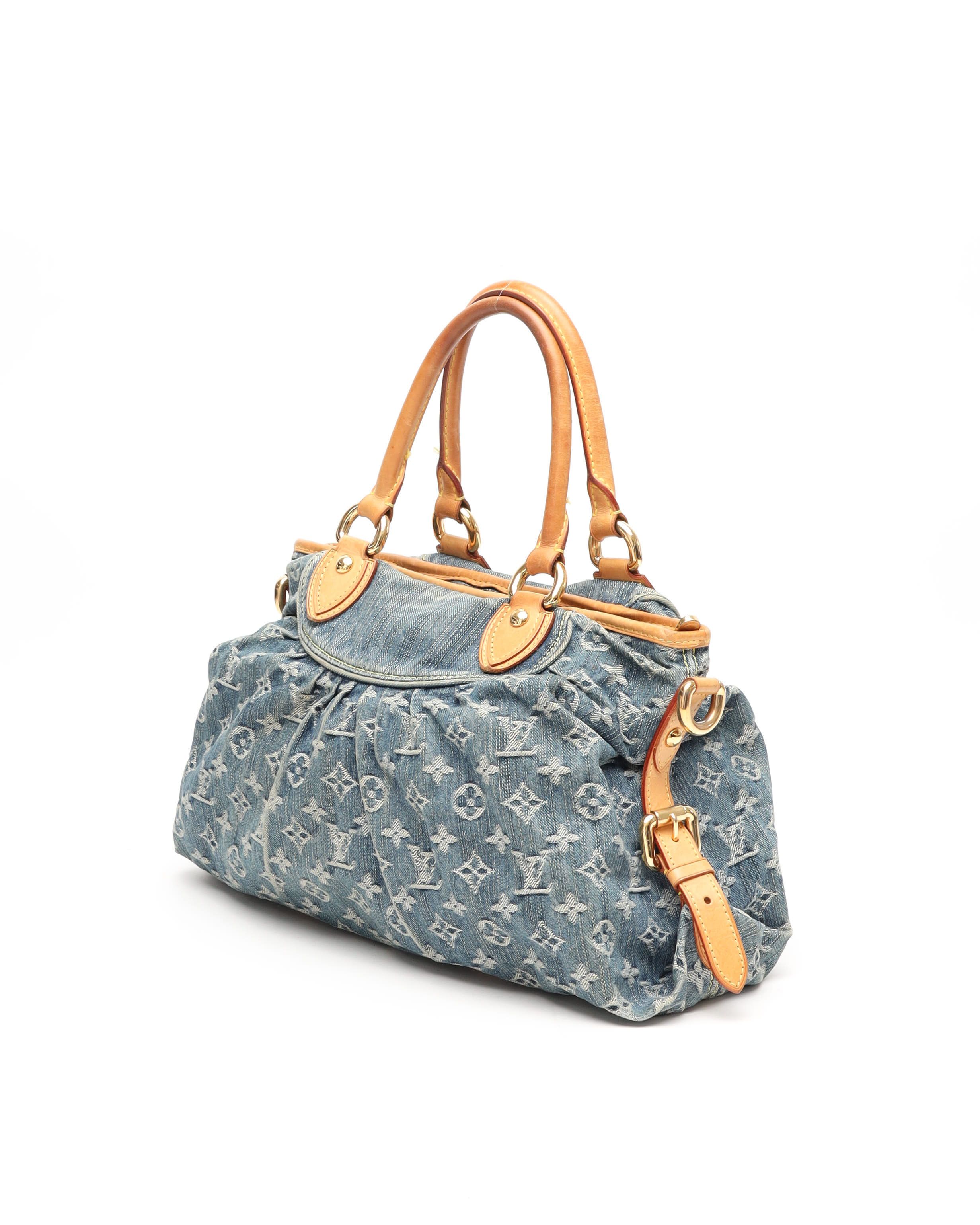 Pre-owned Louis Vuitton Monogram Denim Neo Cabby Mm Bag In Blue