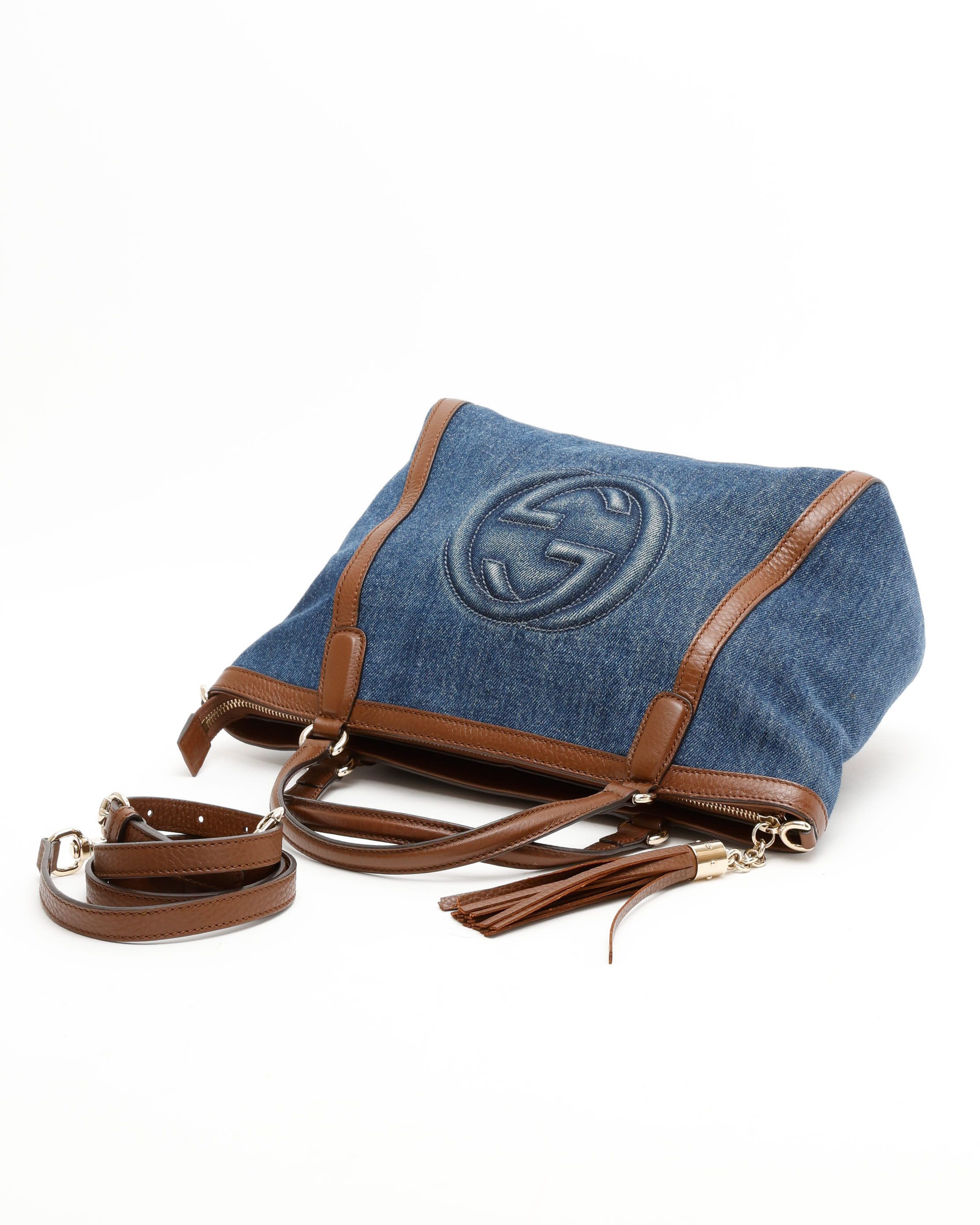 Gucci Denim Soho Bag In Blue