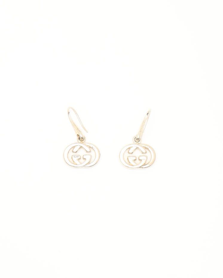 Gucci Interlocking G Silver Dangling Earrings In Gold