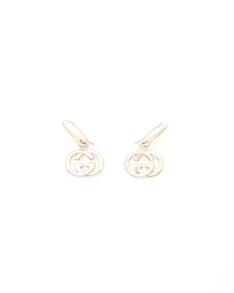 Gucci Interlocking G Silver Dangling Earrings In Gold