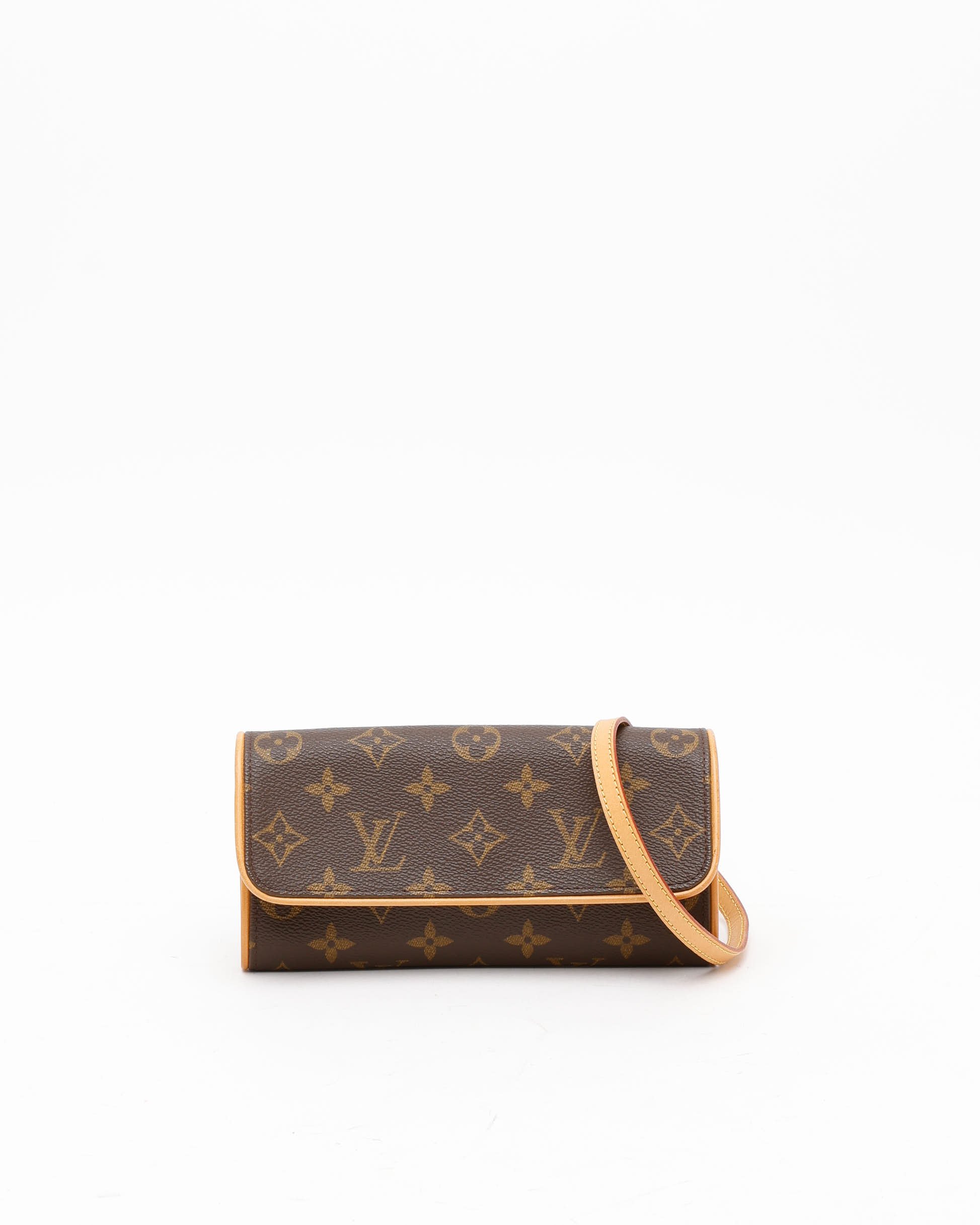 Pre-owned Louis Vuitton Monogram Pochette Twin Pm Bag In Brown