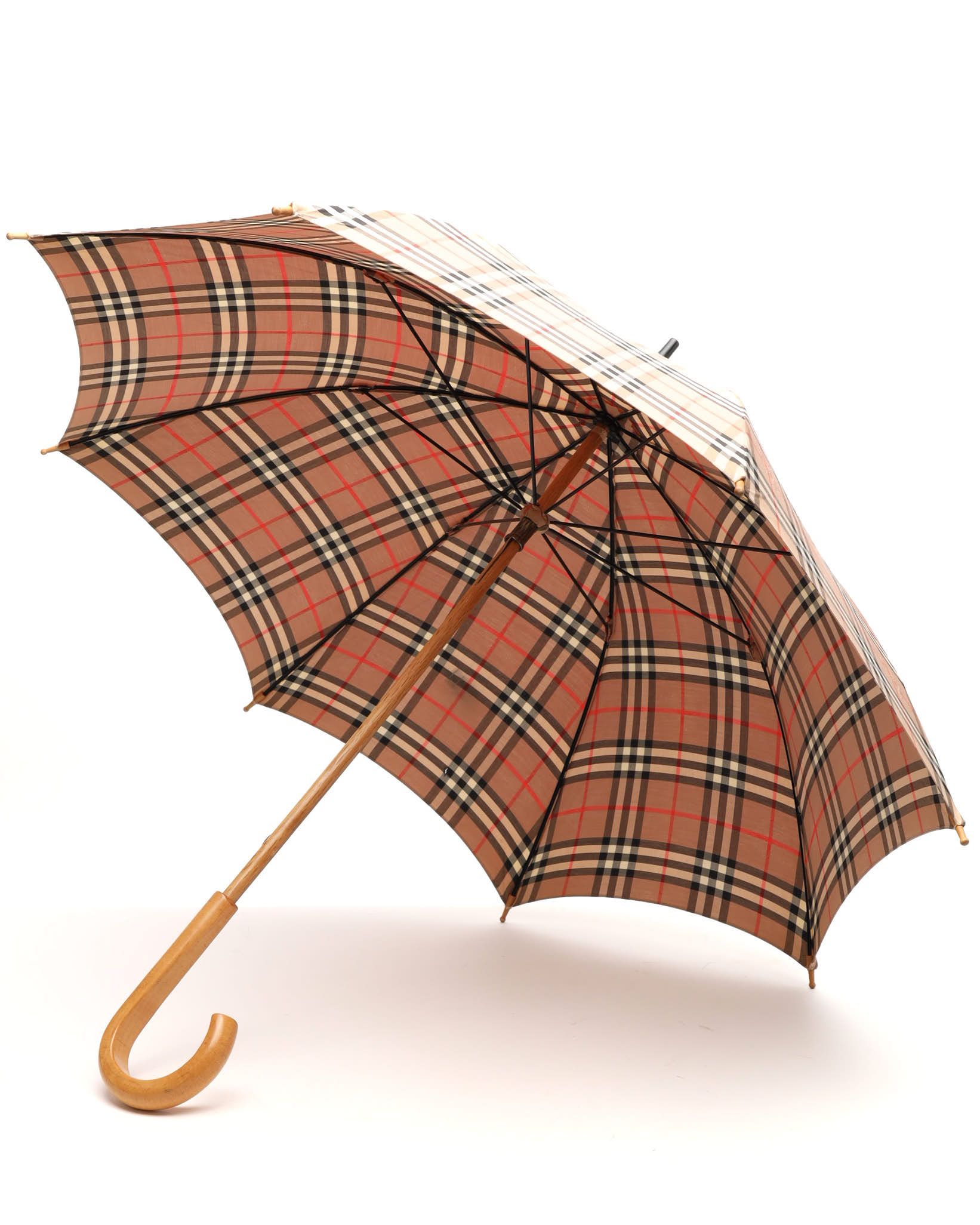 Burberry Long Umbrella In Brown