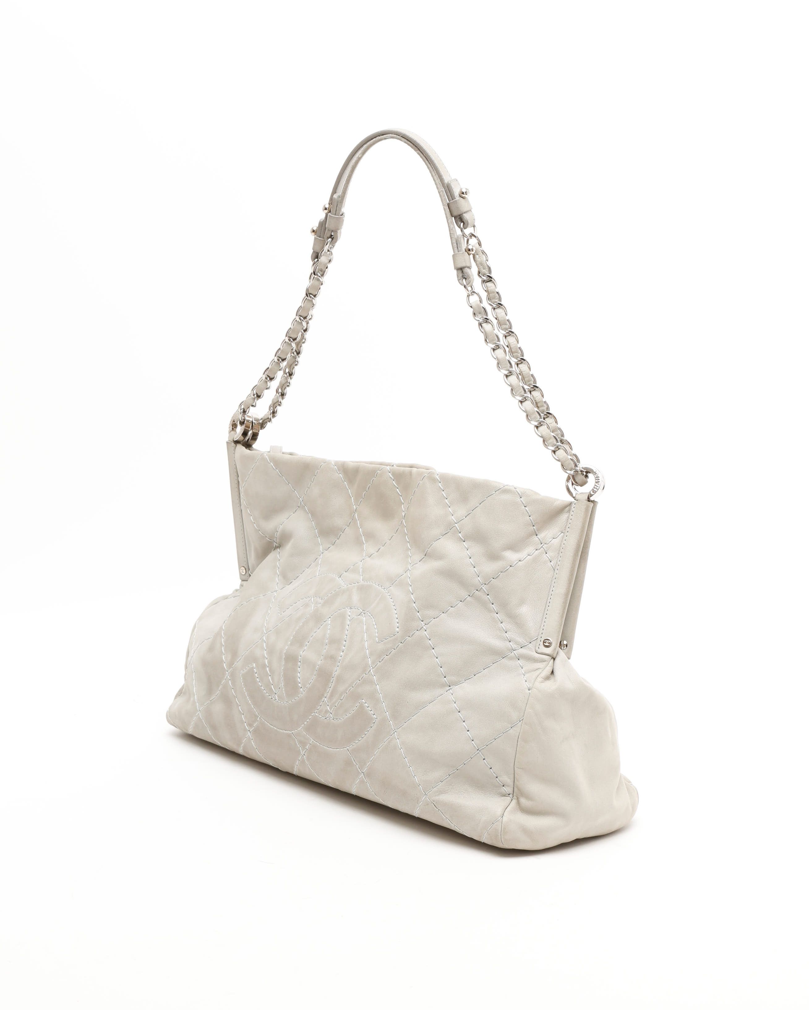Pre-owned Chanel Wild Stitch Chain Bag In Gray