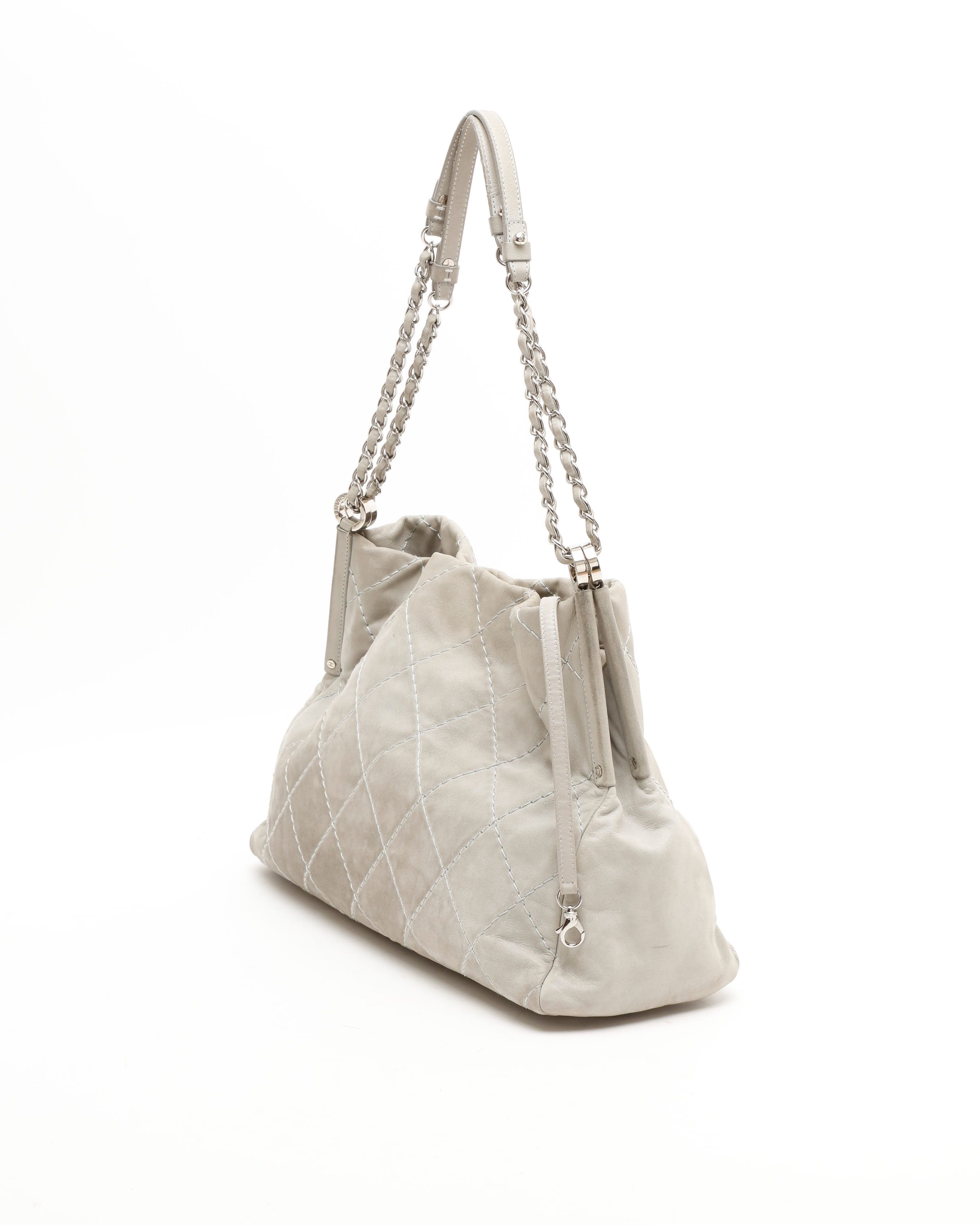 Pre-owned Chanel Wild Stitch Chain Bag In Gray