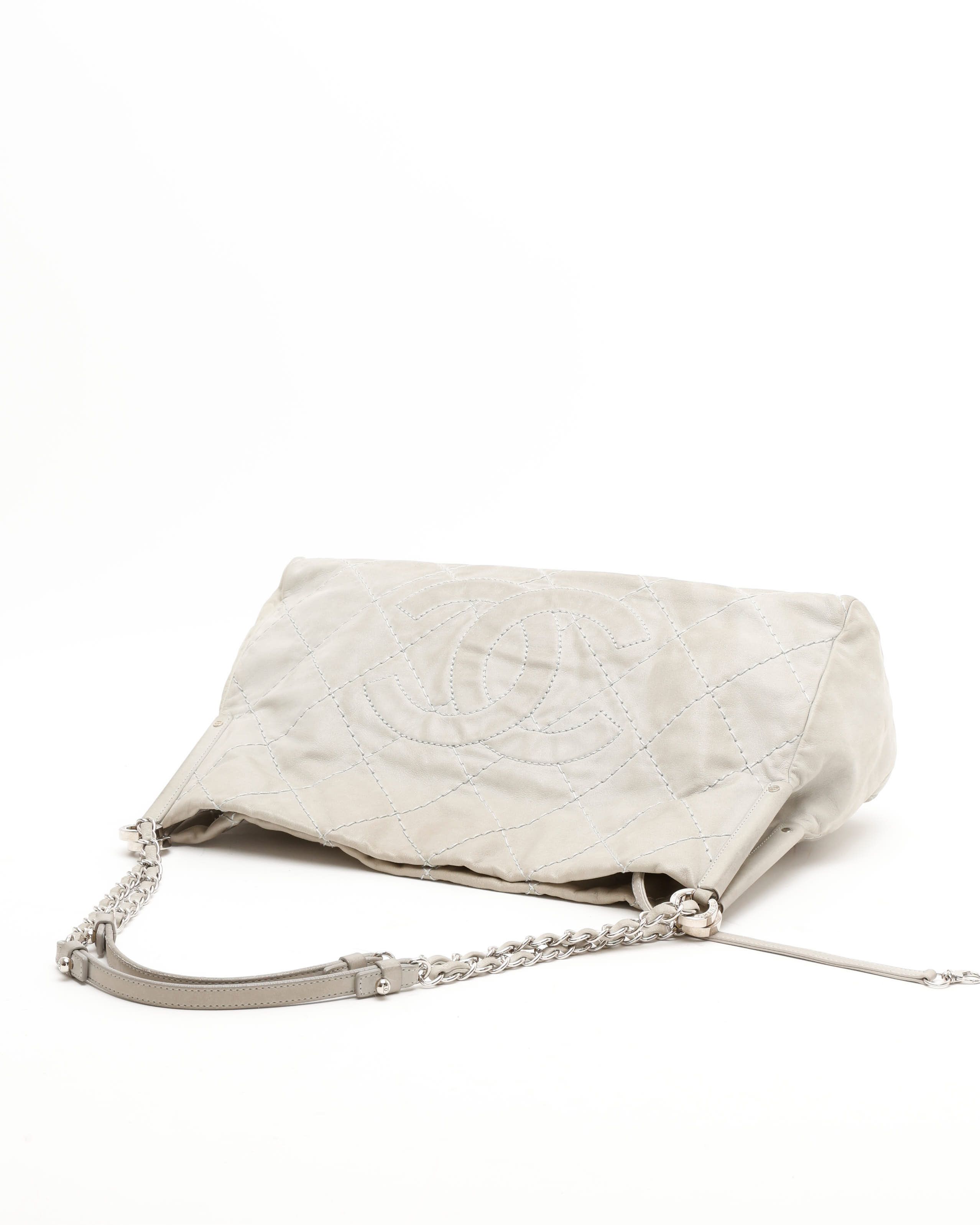 Pre-owned Chanel Wild Stitch Chain Bag In Gray