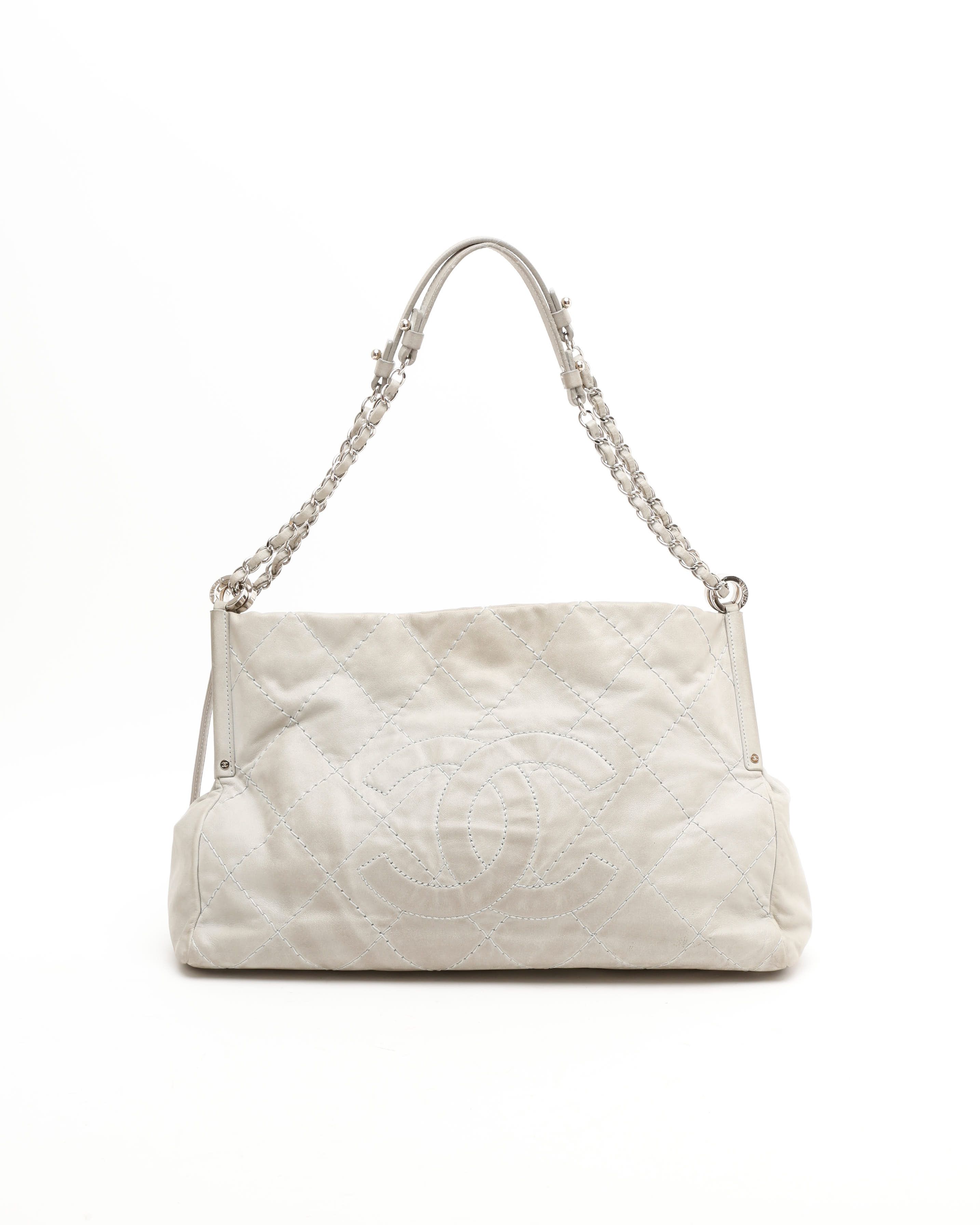 Pre-owned Chanel Wild Stitch Chain Bag In Gray