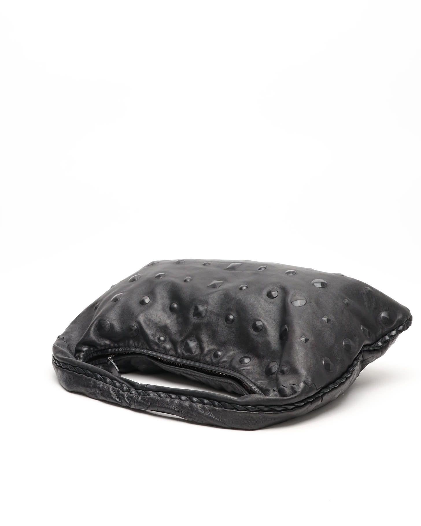 Bottega Veneta Large Studded Hobo Bag In Black