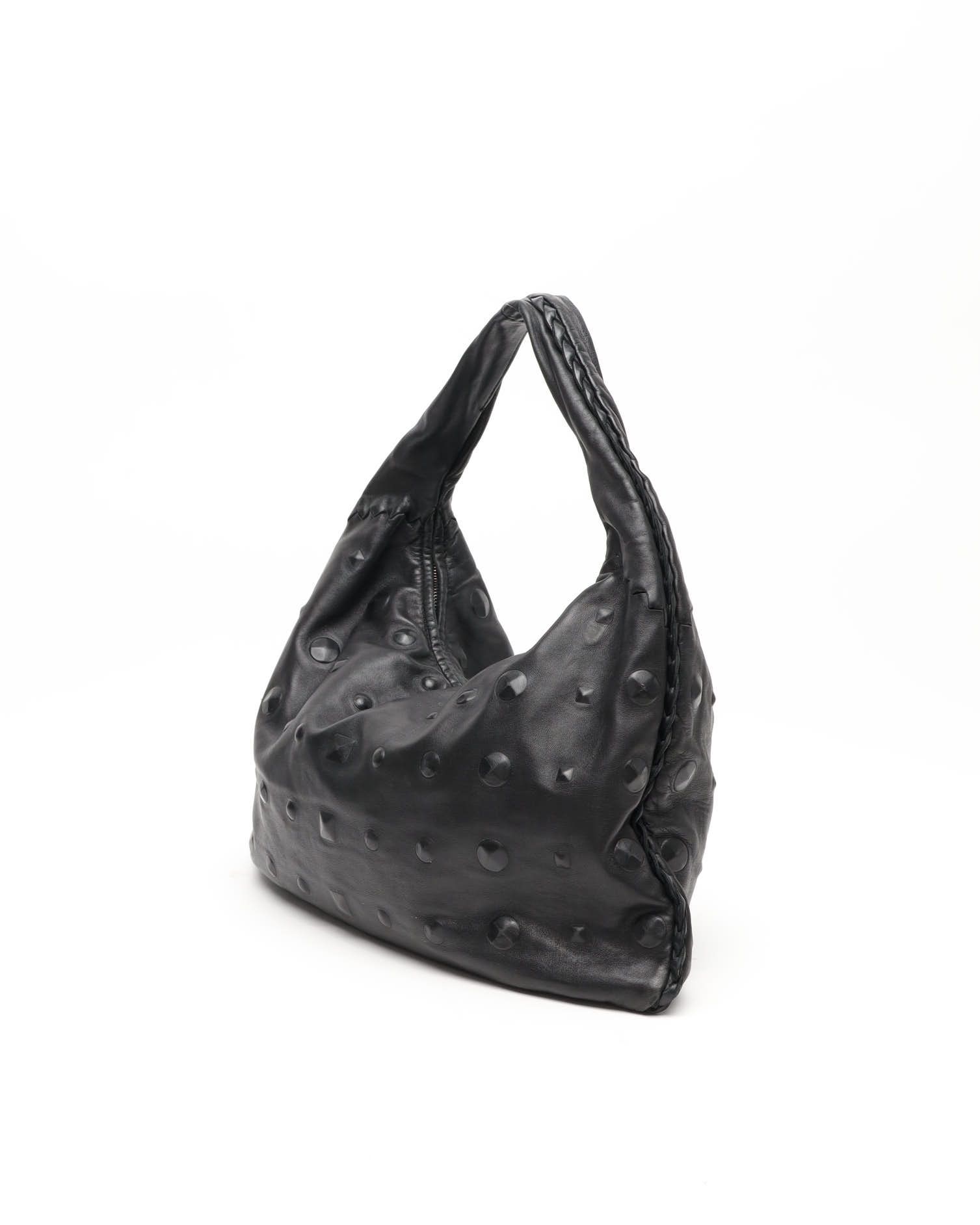 Bottega Veneta Large Studded Hobo Bag In Black
