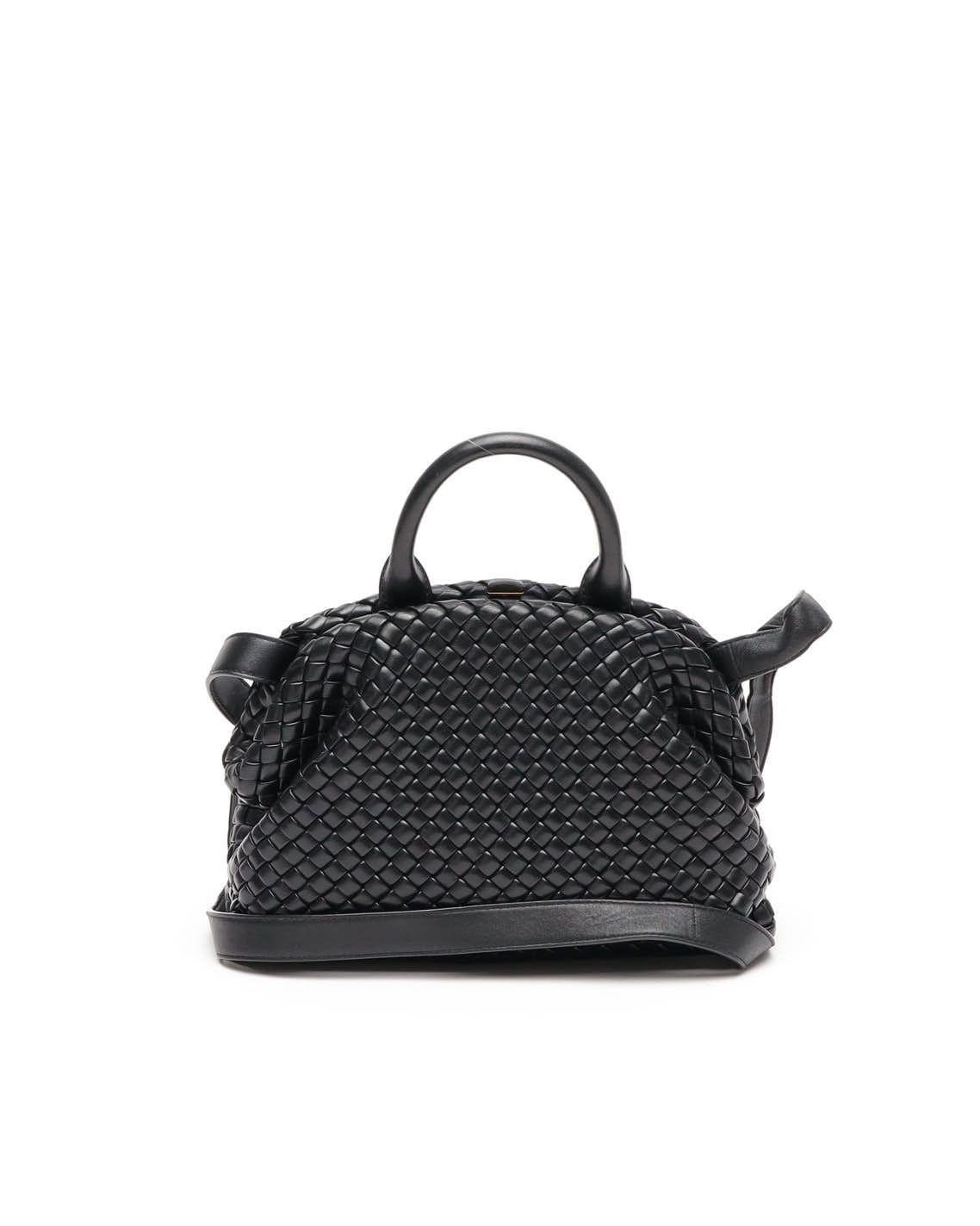 Bottega Veneta Intrecciato Small Nappa Top Handle Bag In Black
