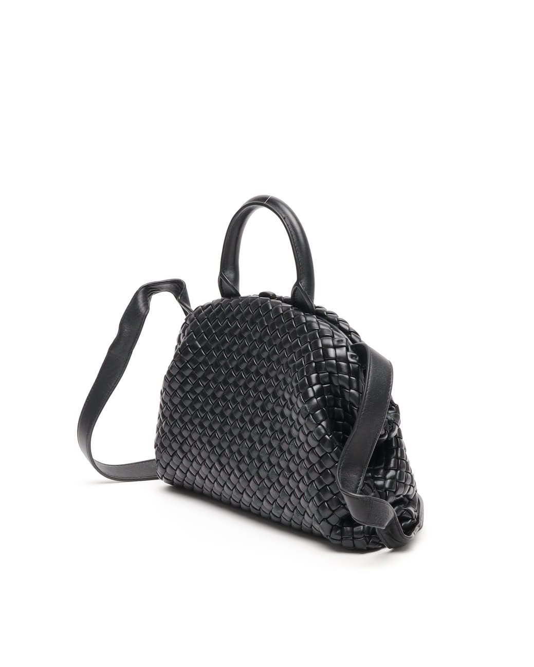Bottega Veneta Intrecciato Small Nappa Top Handle Bag In Black