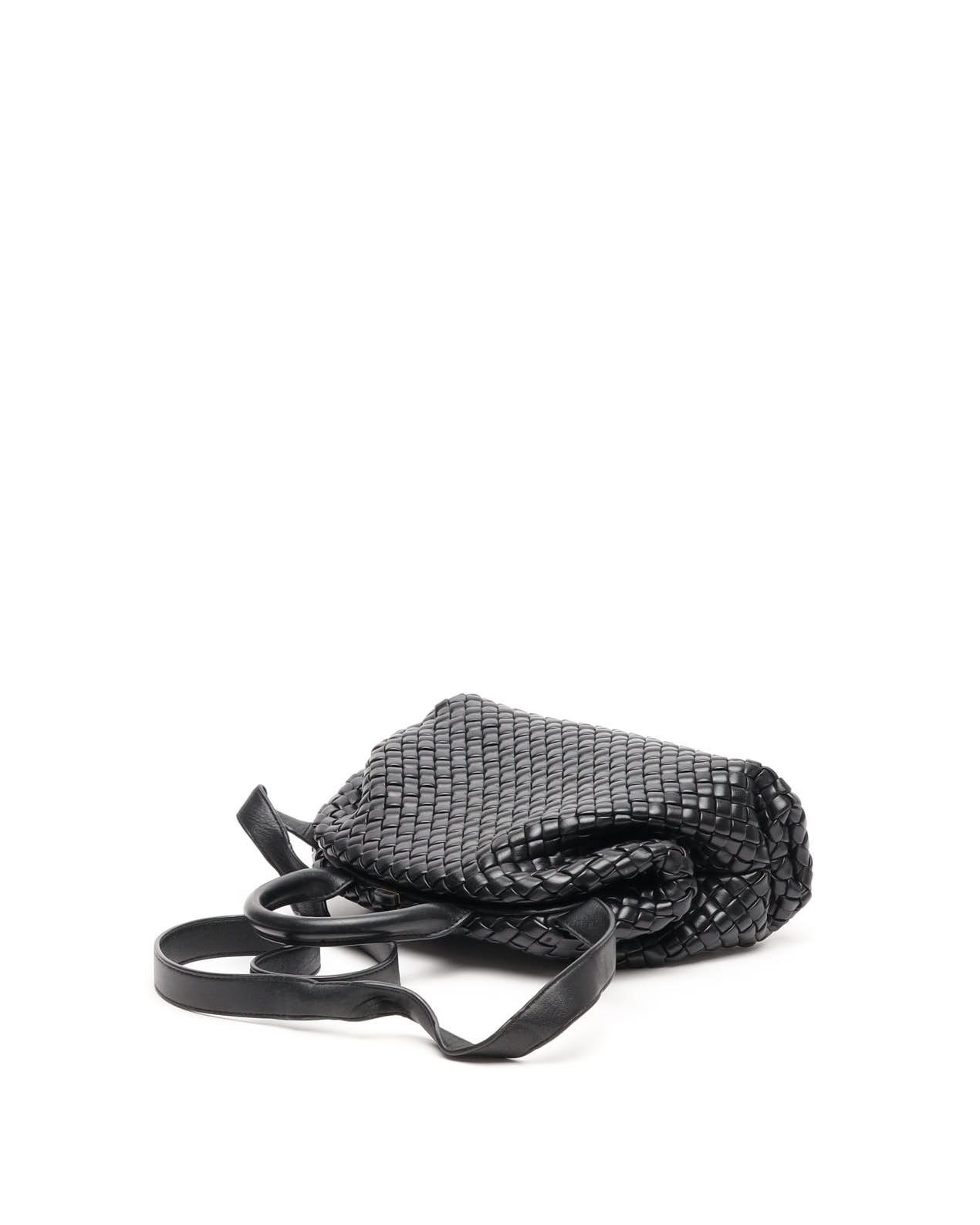 Bottega Veneta Intrecciato Small Nappa Top Handle Bag In Black
