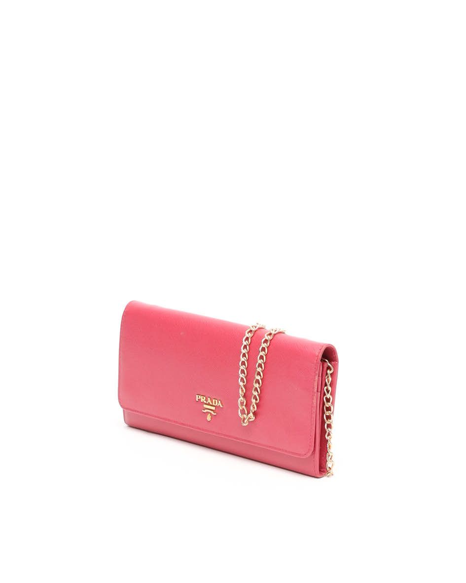 Prada Saffiano Wallet On Chain Bag In Pink
