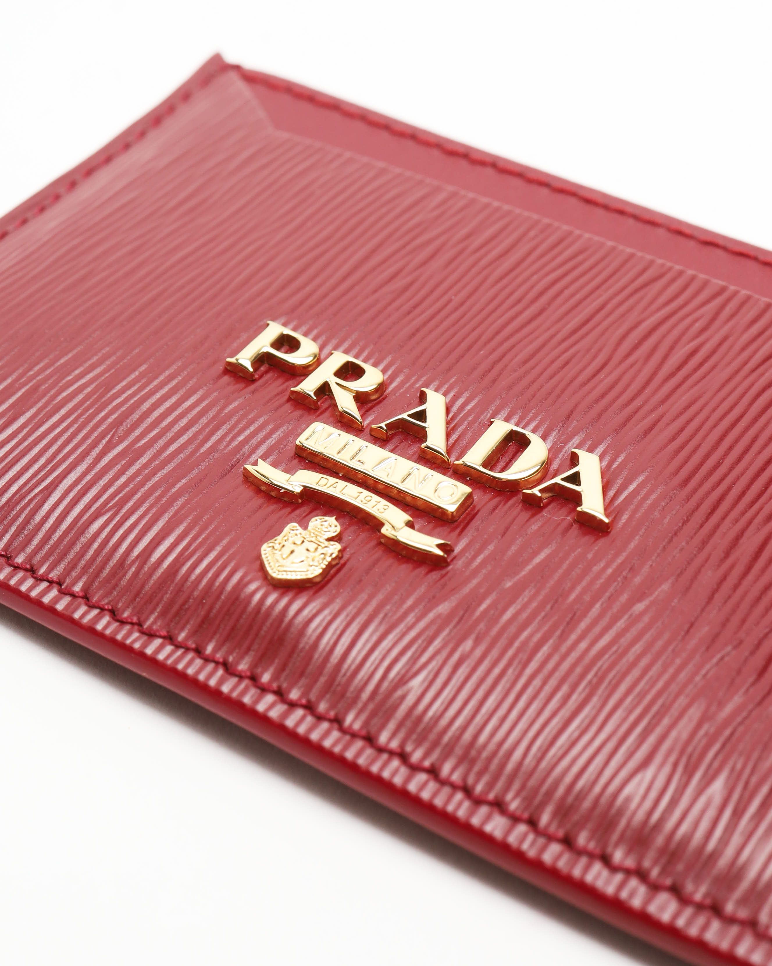 Prada Vitello Leather Card Holder In Pattern