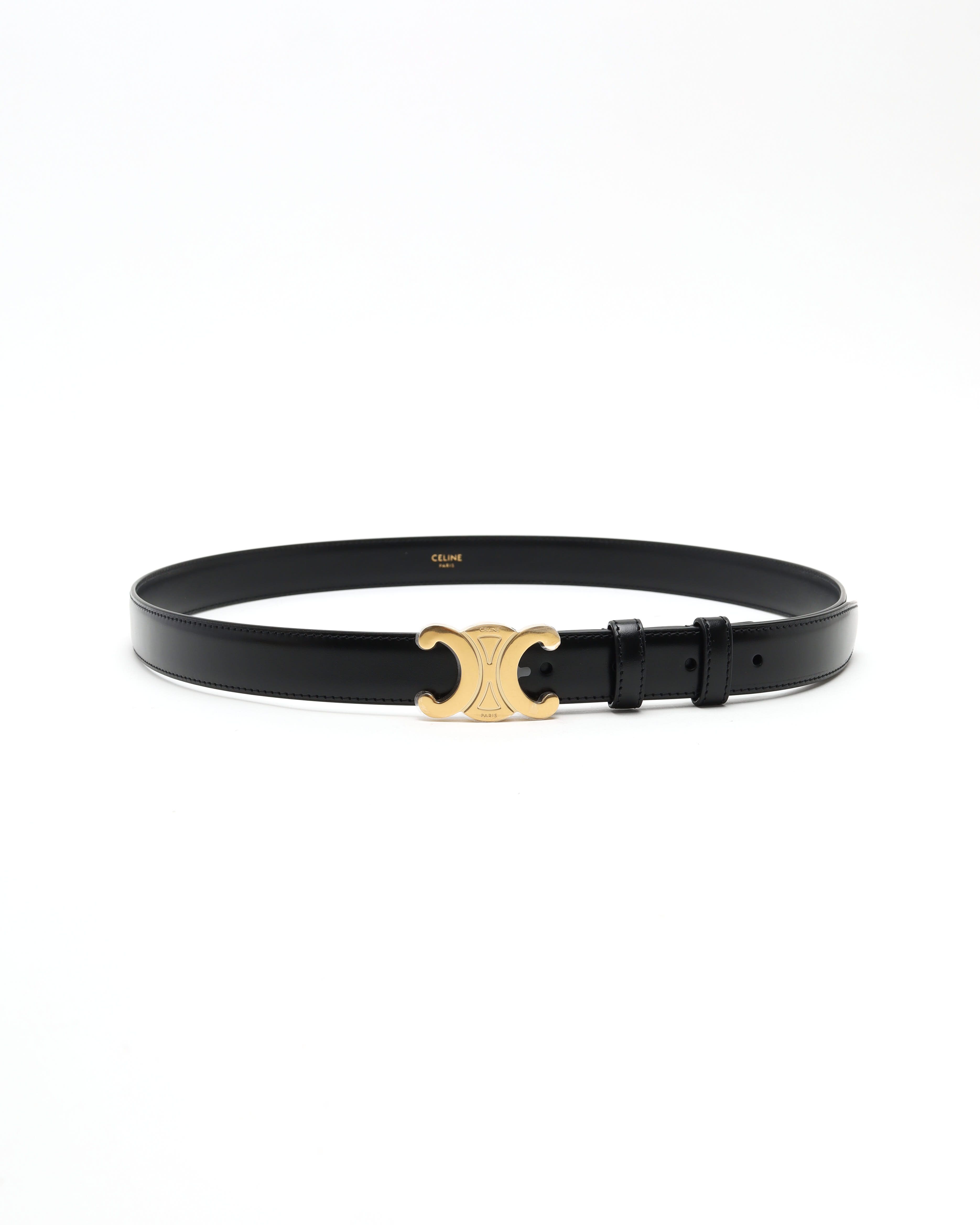 Celine Céline Medium 25mm Triomphe Belt, Size 95 In Black
