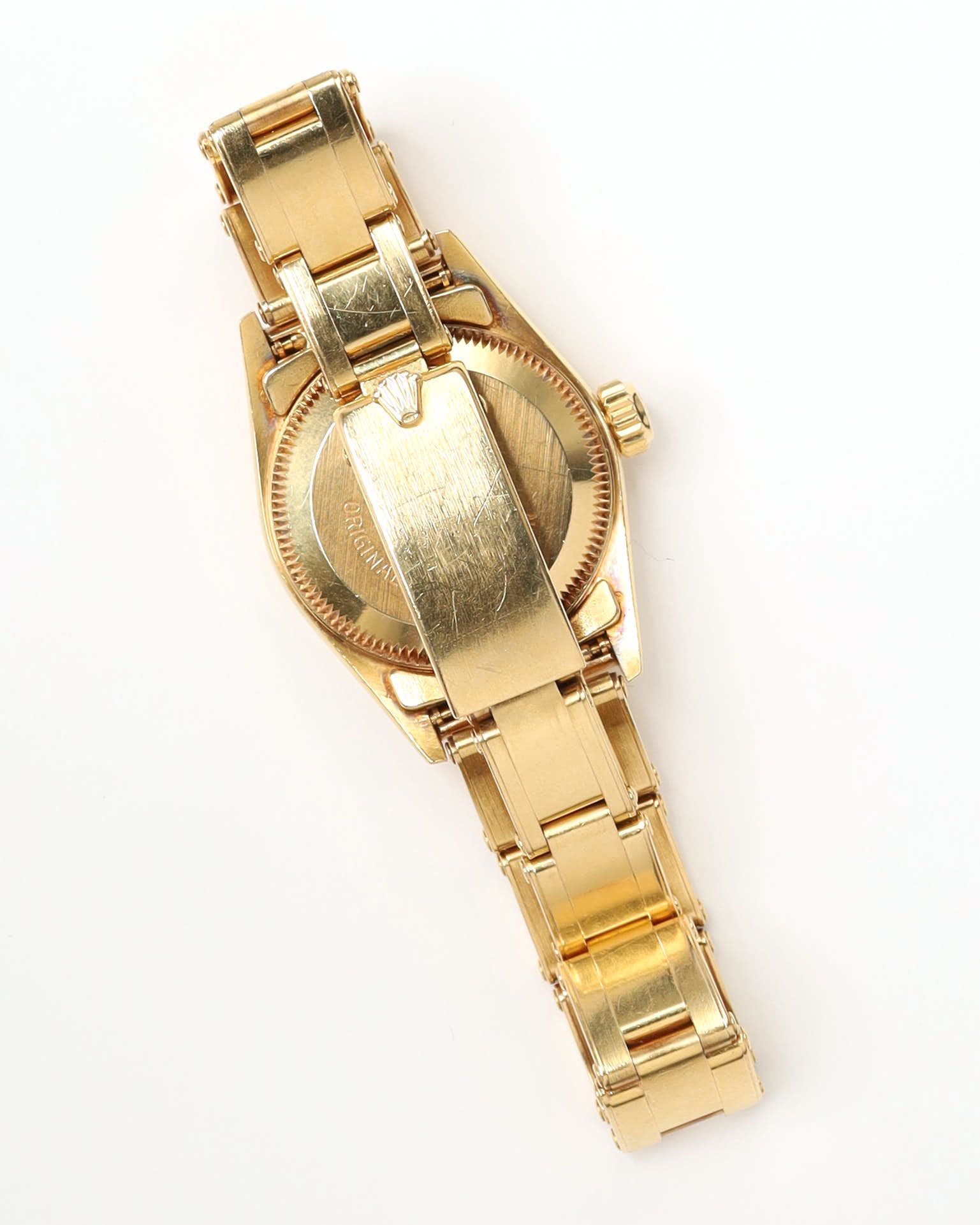 Rolex Lady-oyster Perpetual 26mm 18k Gold 1991 Watch In Gold