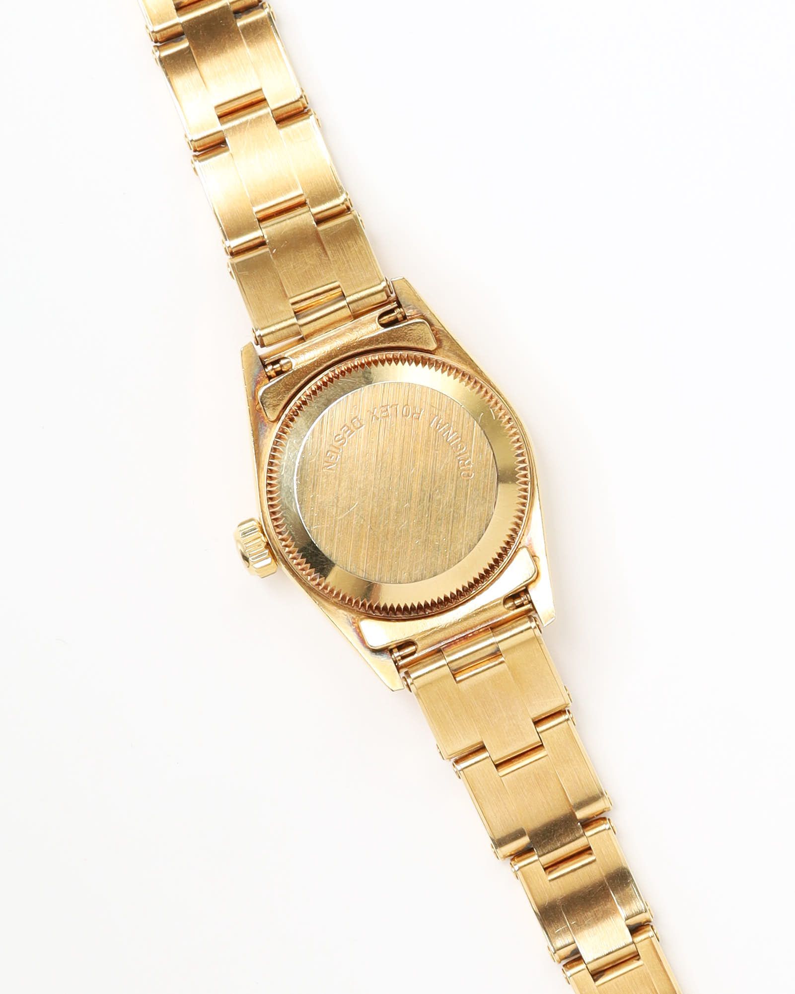 Rolex Lady-oyster Perpetual 26mm 18k Gold 1991 Watch In Gold