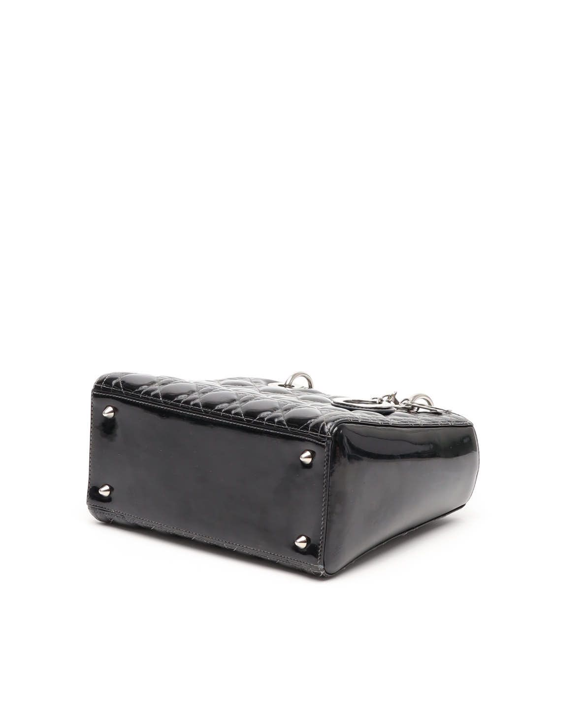 Dior Christian Medium Patent Lady Bag In Black