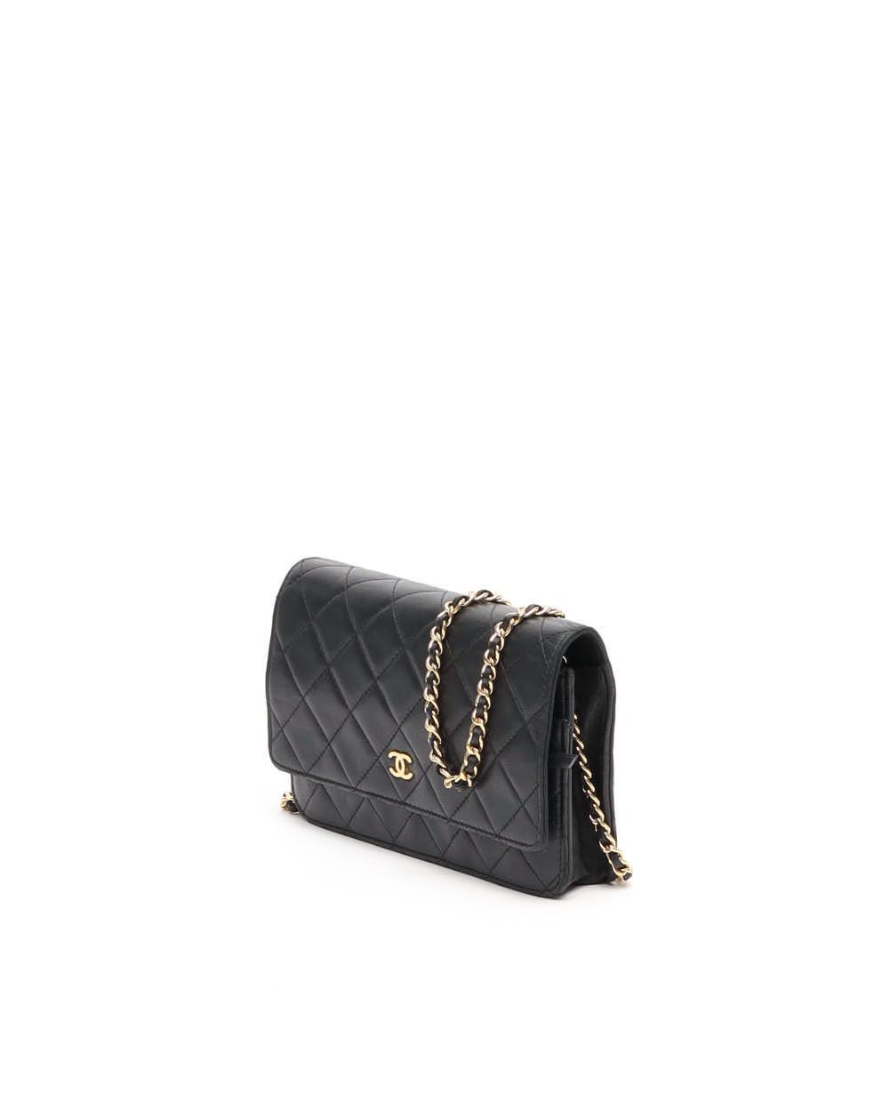 Pre-owned Chanel Wallet On Chain Bag In Black