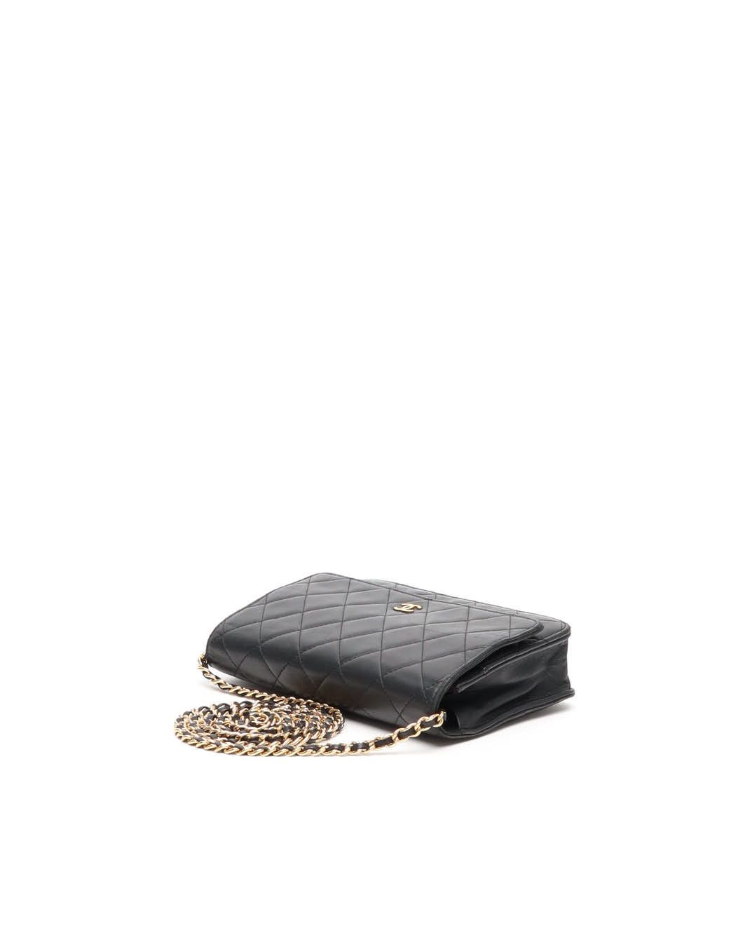 Pre-owned Chanel Wallet On Chain Bag In Black