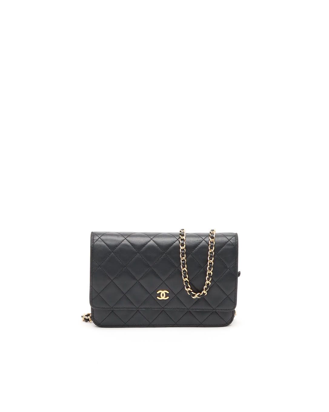 Pre-owned Chanel Wallet On Chain Bag In Black