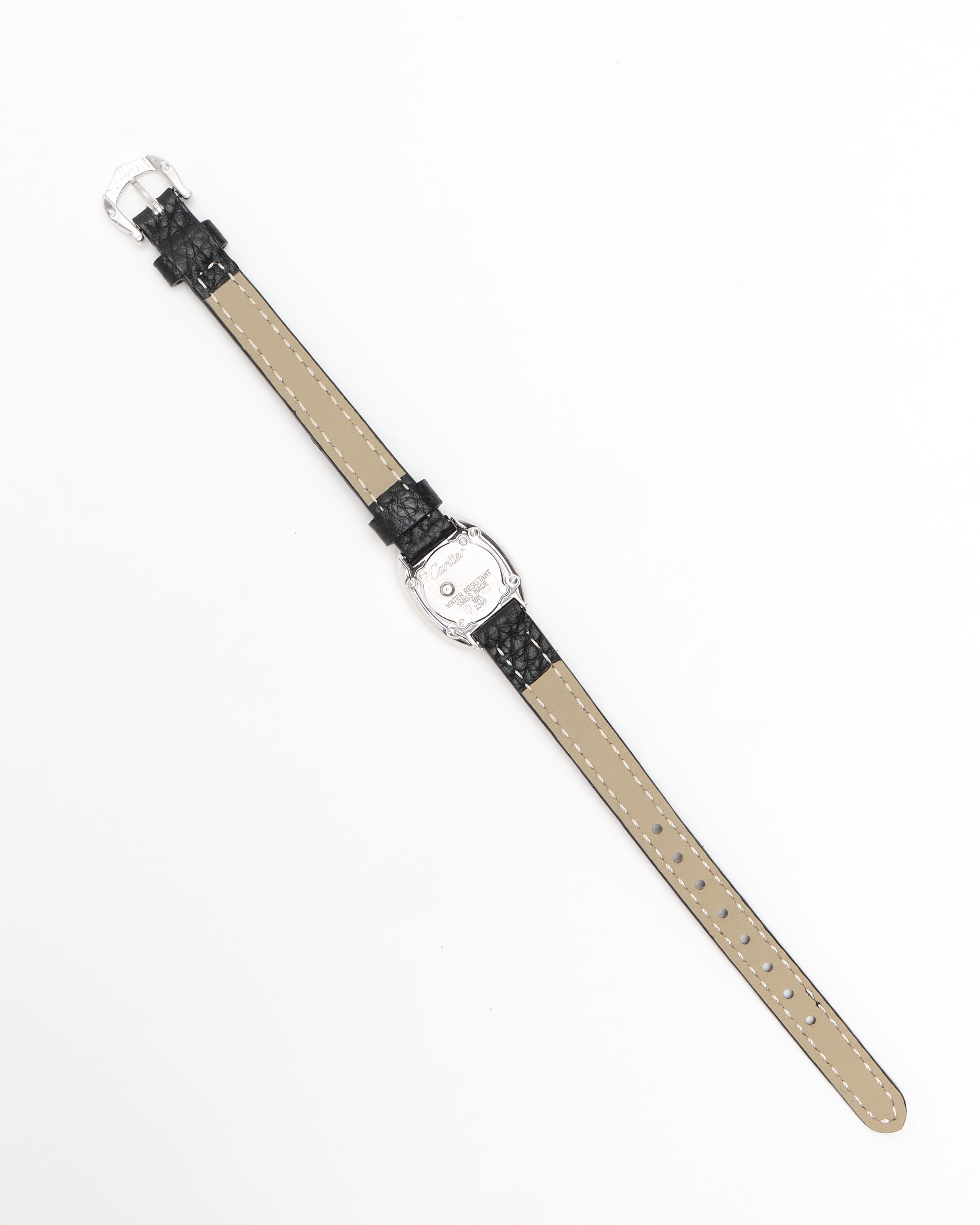 Cartier Mini Baignoire 18mm Ref 2369 18k White Gold Watch In Black