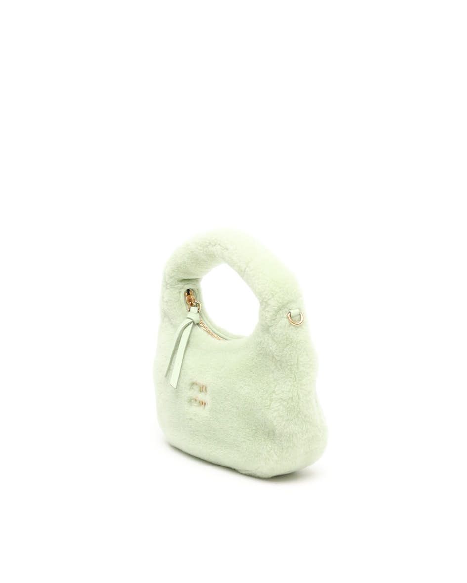 Miu Miu Shearling Wander Hobo Bag In Green