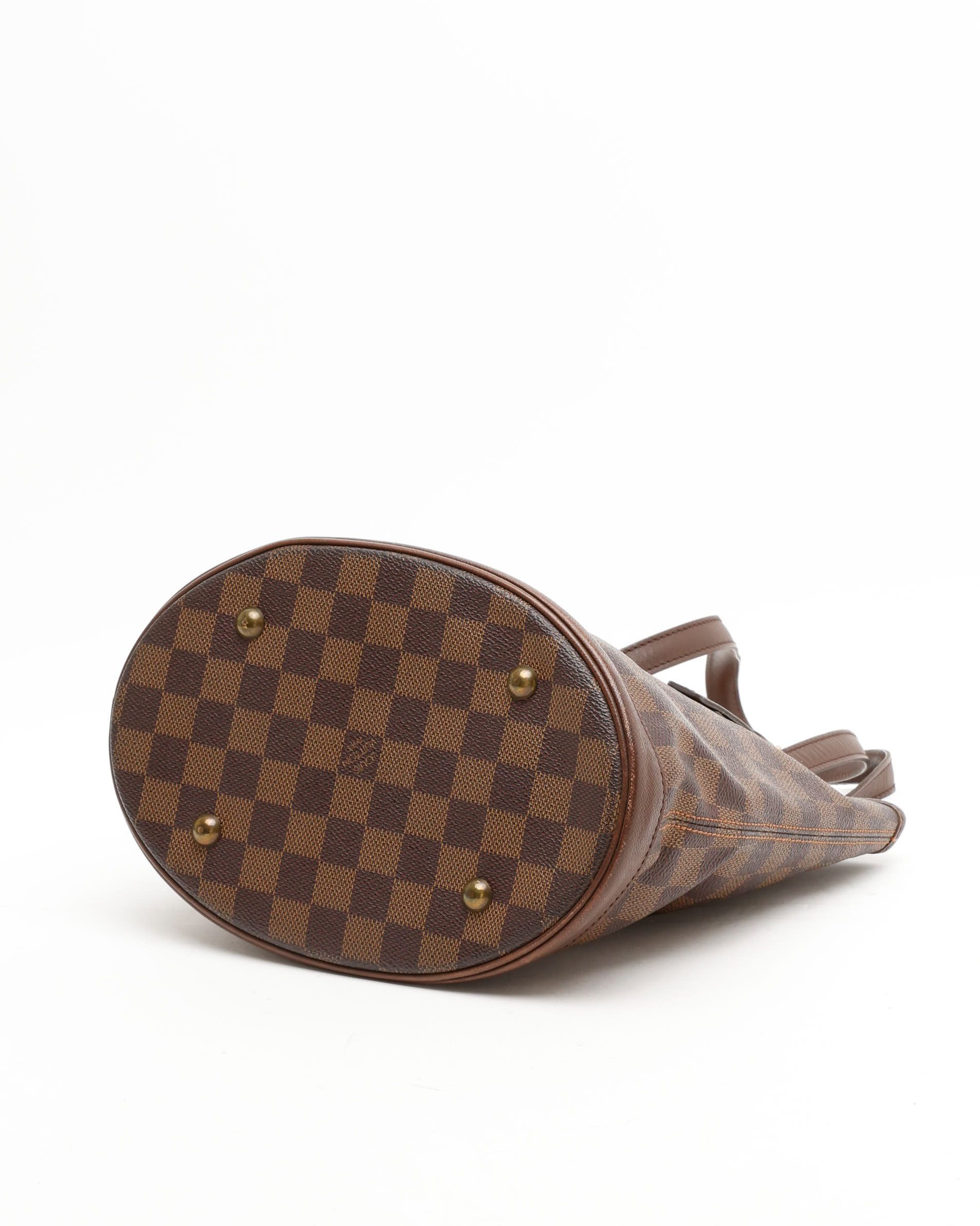 Pre-owned Louis Vuitton Damier Ebene Marais Bucket Bag In Brown