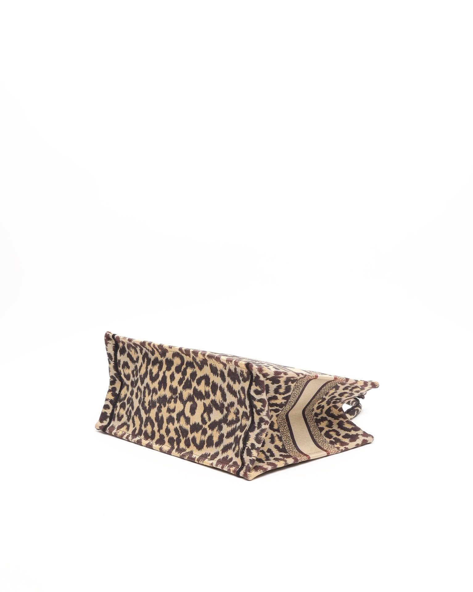 Dior Christian  Medium Leopard Book Tote Bag In Multi