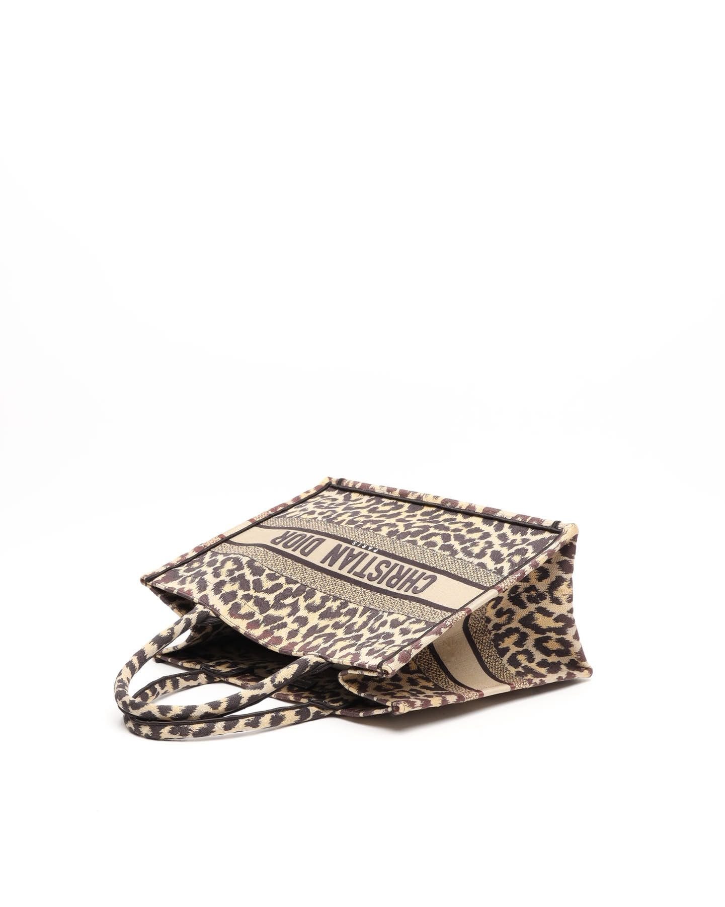 Dior Christian  Medium Leopard Book Tote Bag In Multi