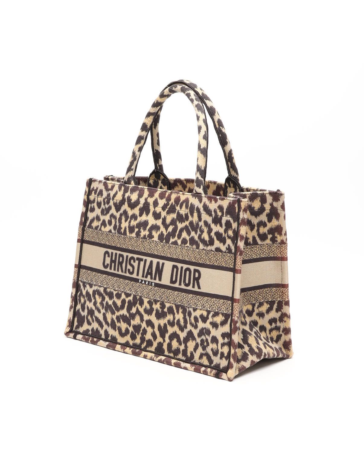 Dior Christian  Medium Leopard Book Tote Bag In Multi