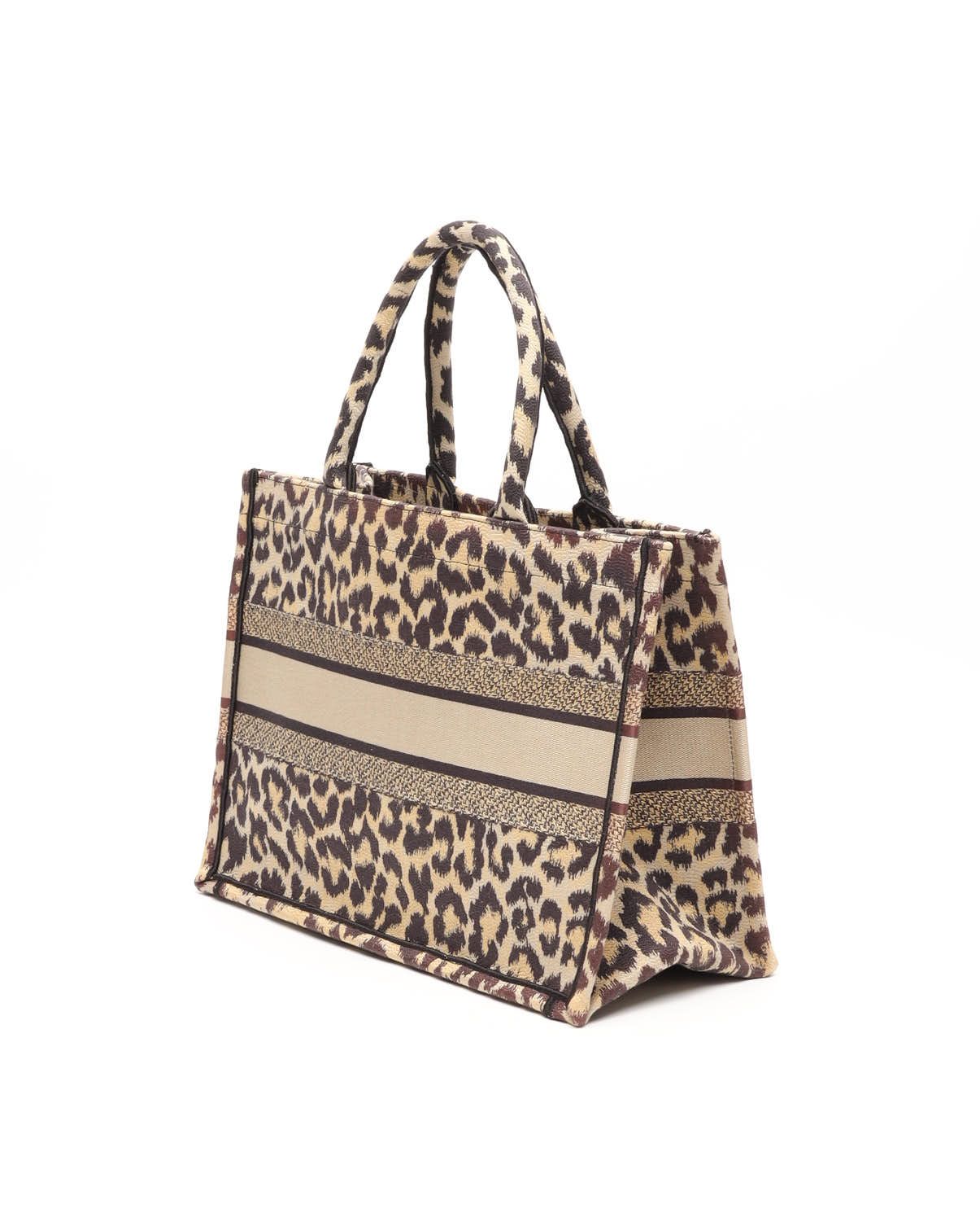 Dior Christian  Medium Leopard Book Tote Bag In Multi