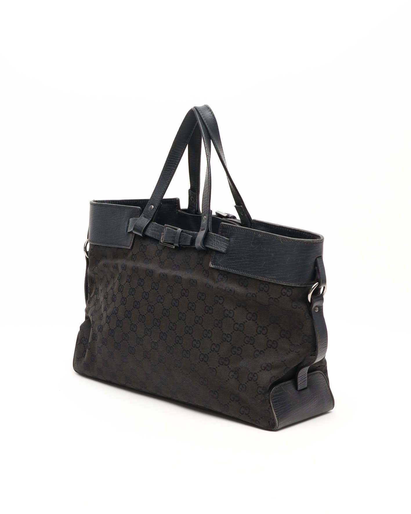 Gucci Gg Belt Tote Bag In Black