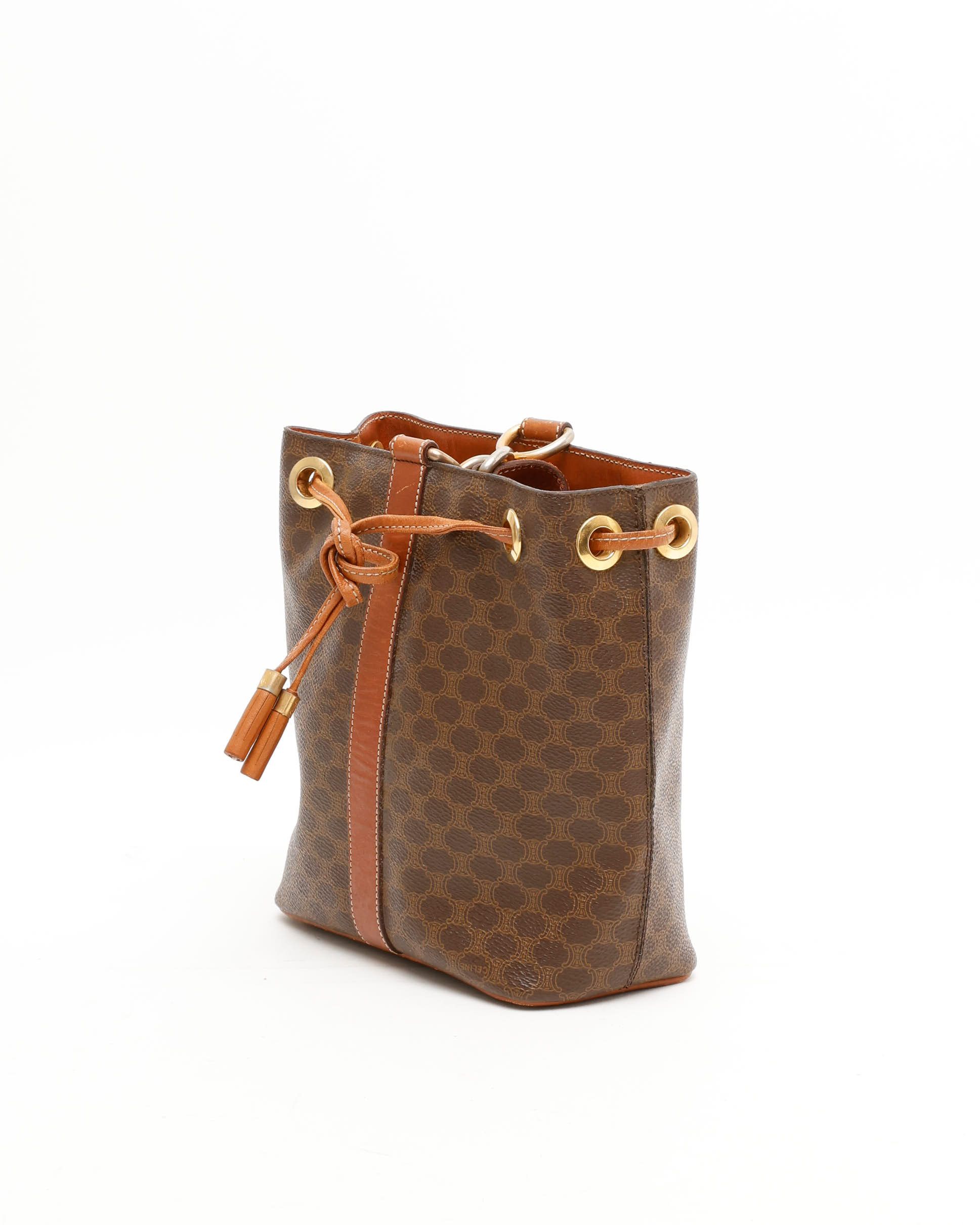 Celine Céline Macadam Bucket Bag In Brown