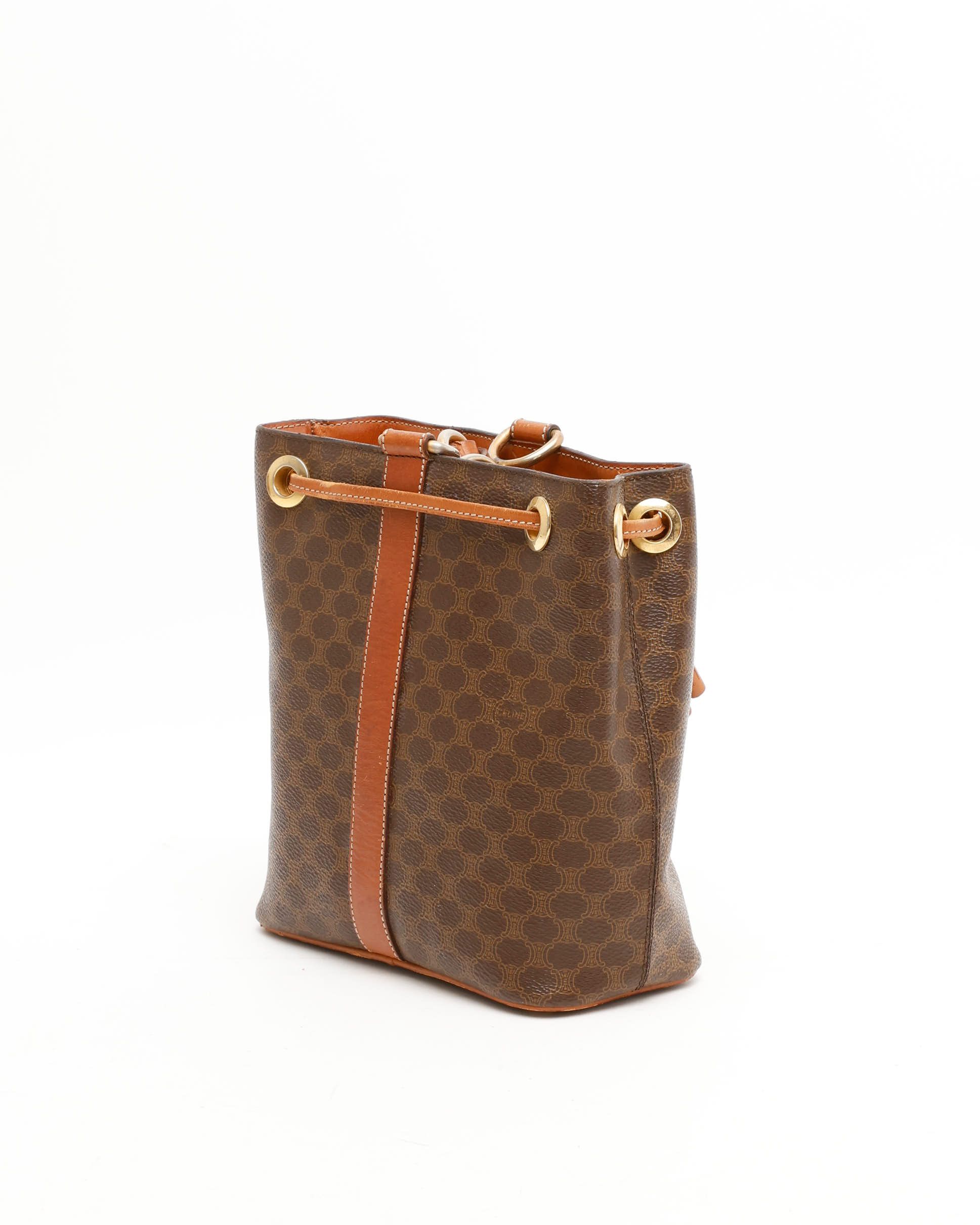 Celine Céline Macadam Bucket Bag In Brown