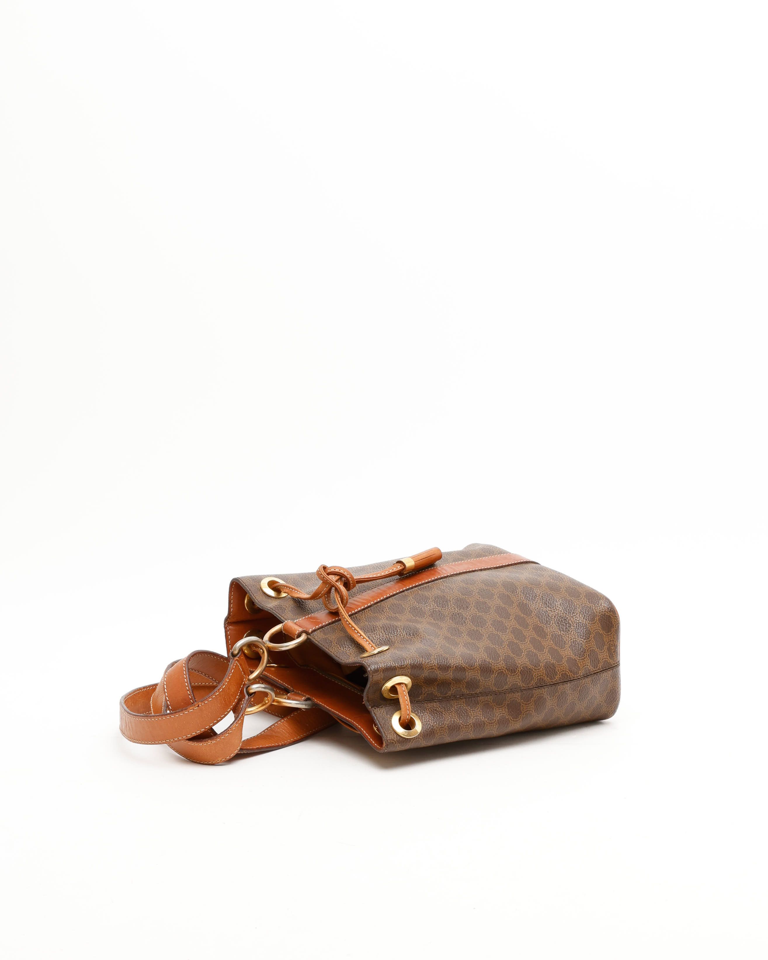Celine Céline Macadam Bucket Bag In Brown
