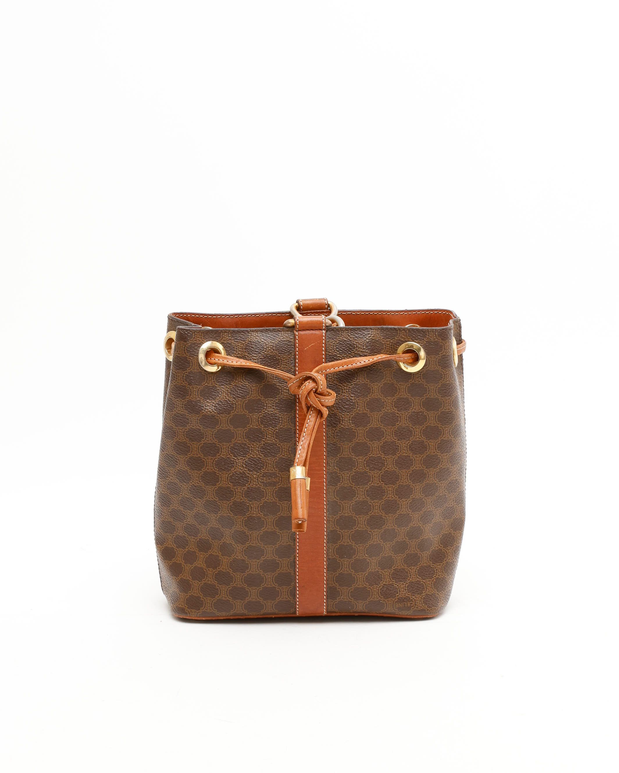 Celine Céline Macadam Bucket Bag In Brown