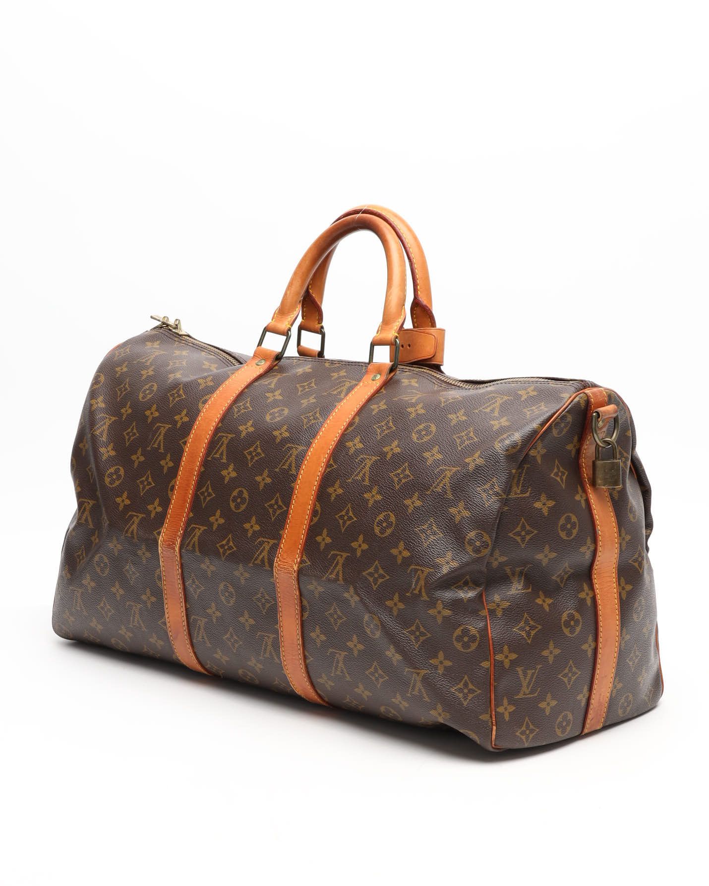 Pre-owned Louis Vuitton Monogram Keepall Bandoulière Weekend Bag In Brown