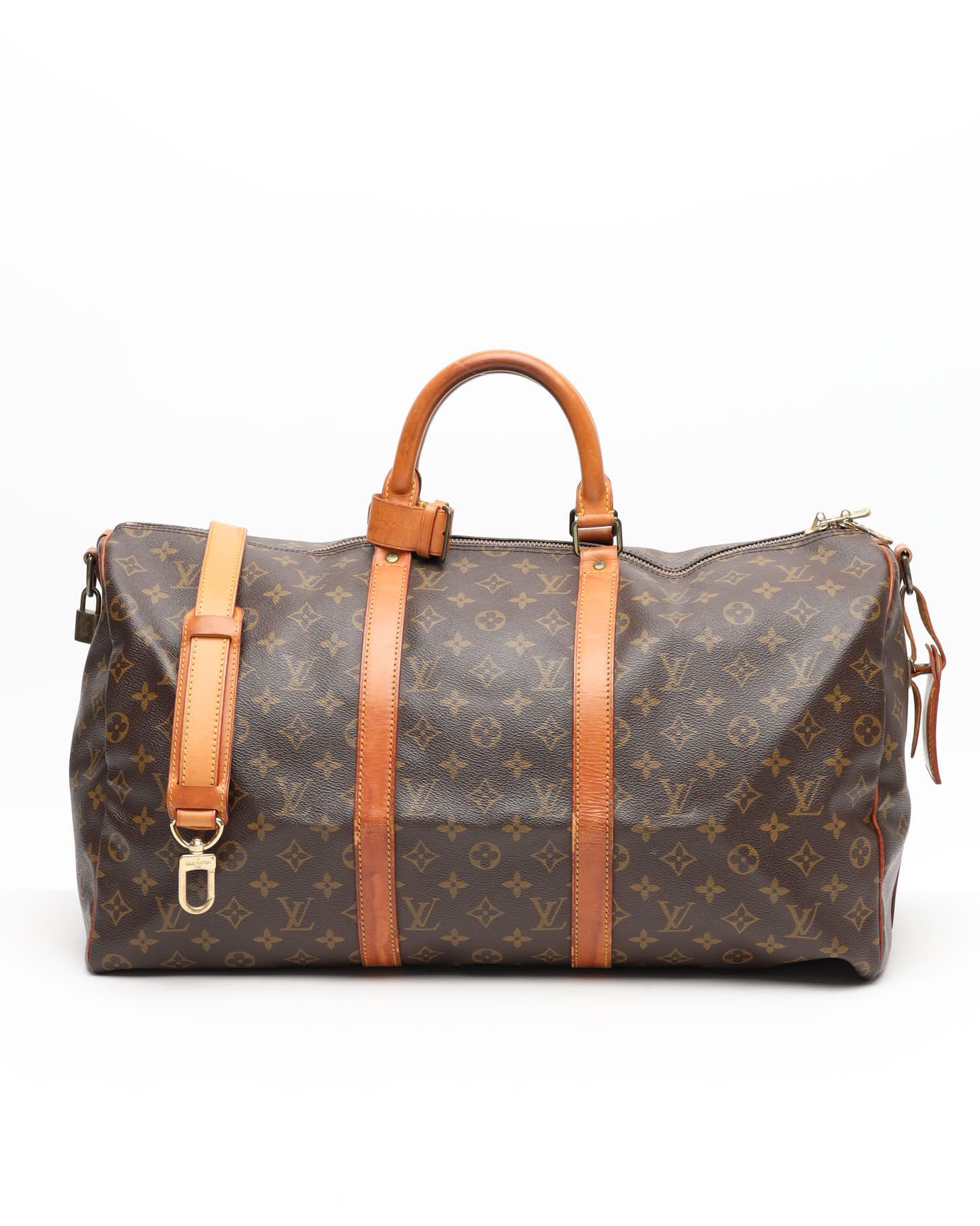 Pre-owned Louis Vuitton Monogram Keepall Bandoulière Weekend Bag In Brown