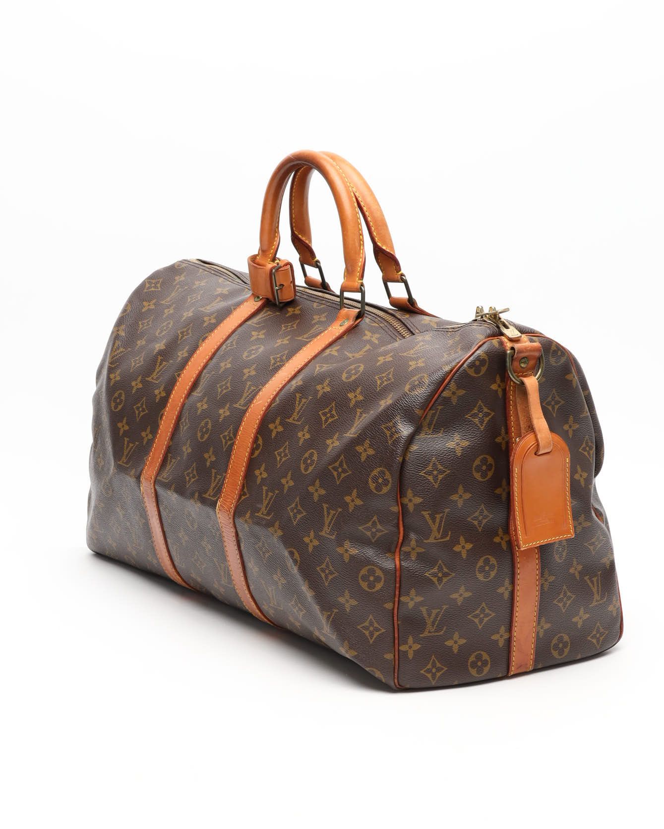 Pre-owned Louis Vuitton Monogram Keepall Bandoulière Weekend Bag In Brown