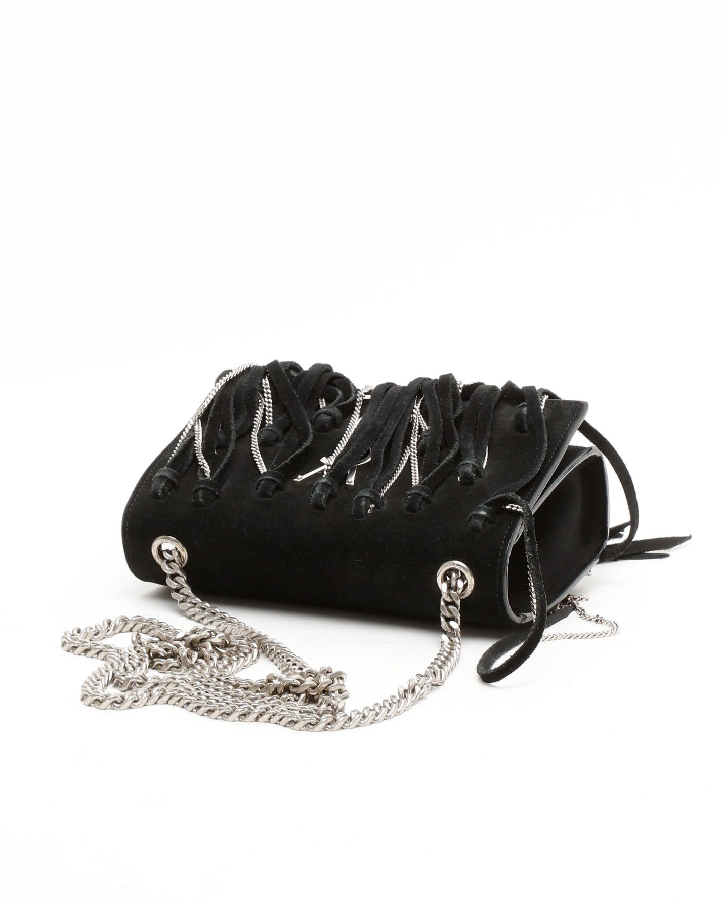 Saint Laurent Suede Kate Bag In Black