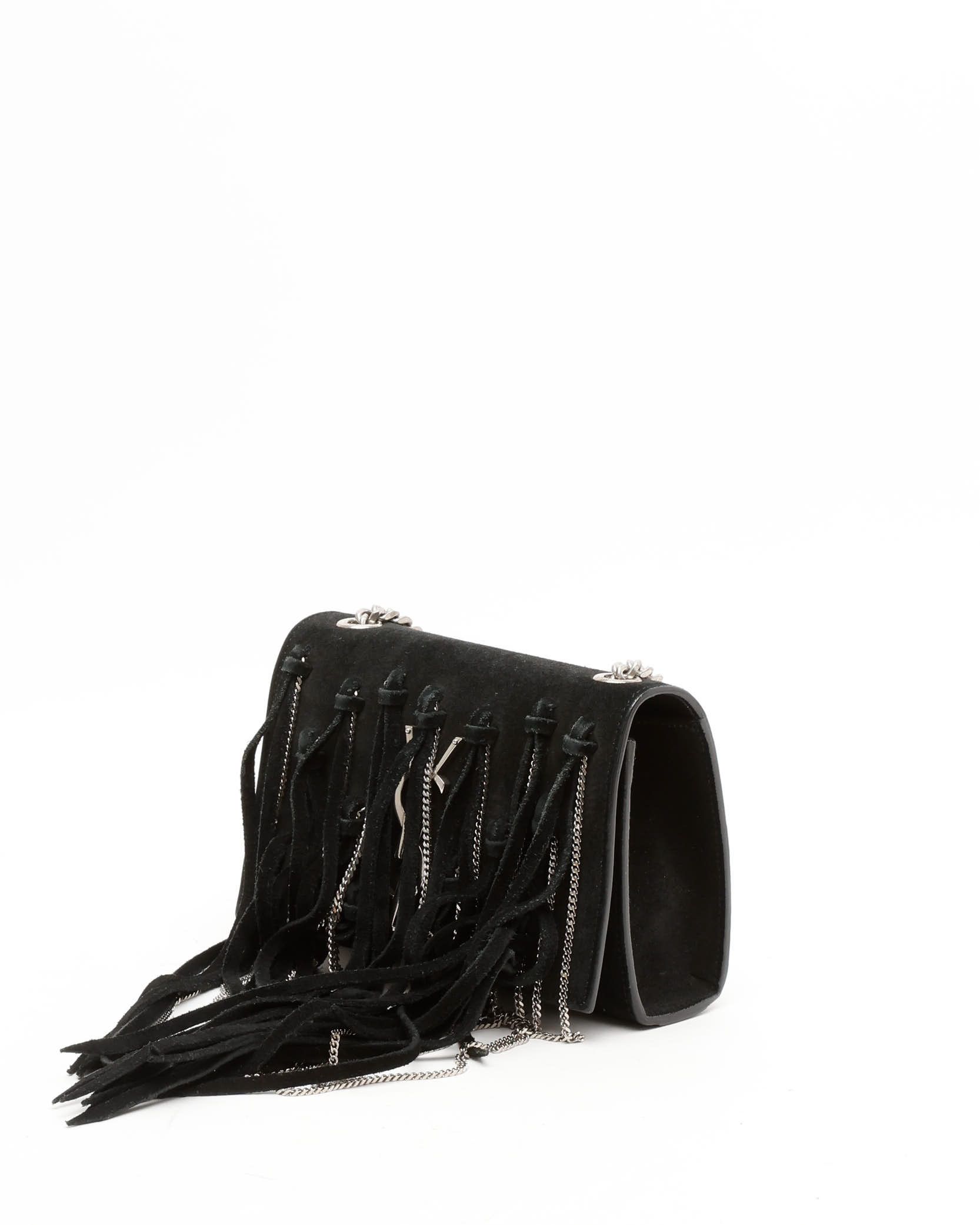 Saint Laurent Suede Kate Bag In Black