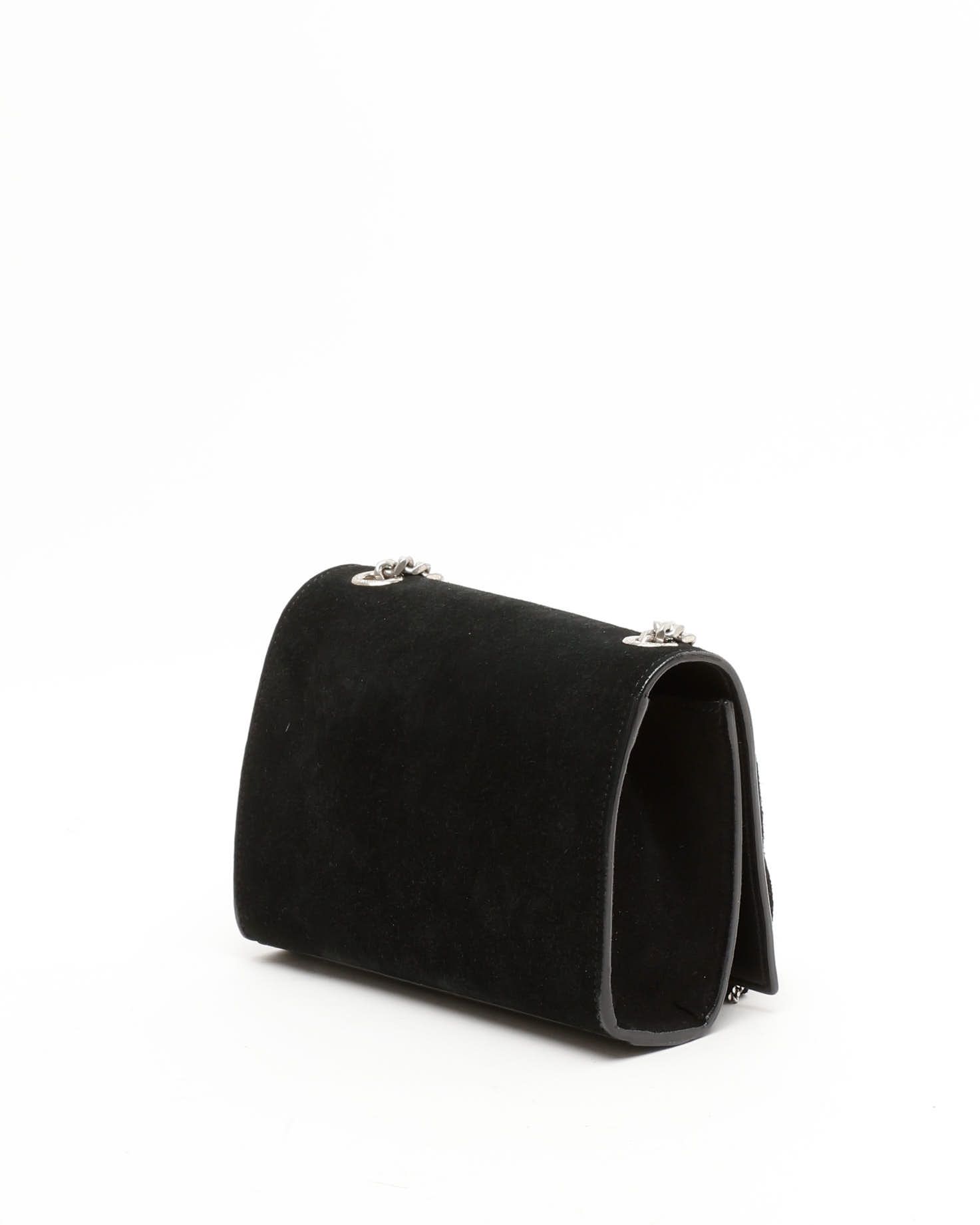 Saint Laurent Suede Kate Bag In Black