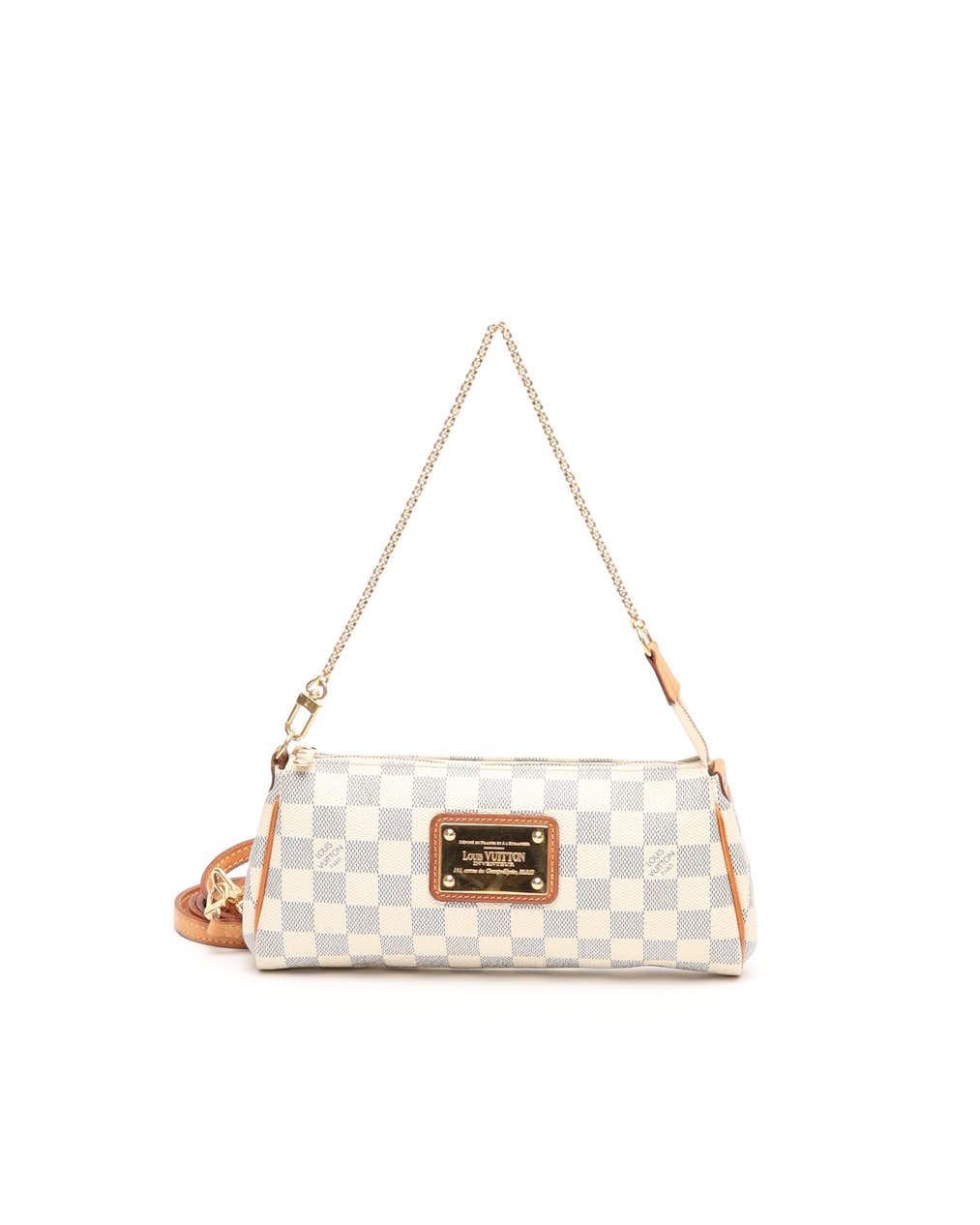 Pre-owned Louis Vuitton Damier Azur Eva Pochette Bag In White